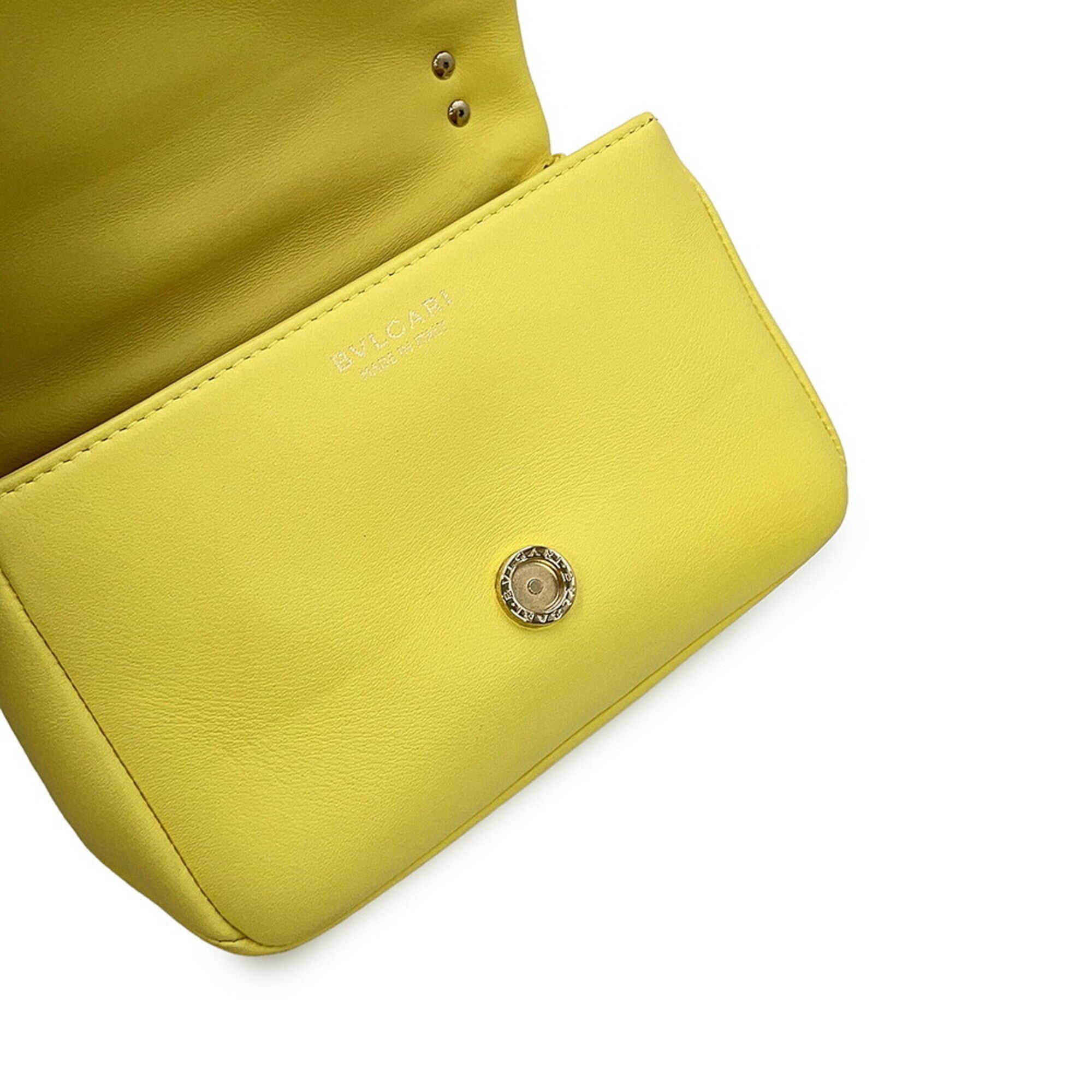 Bvlgari Yellow Leather Handbag Shoulder Bag (Pre-Owned)