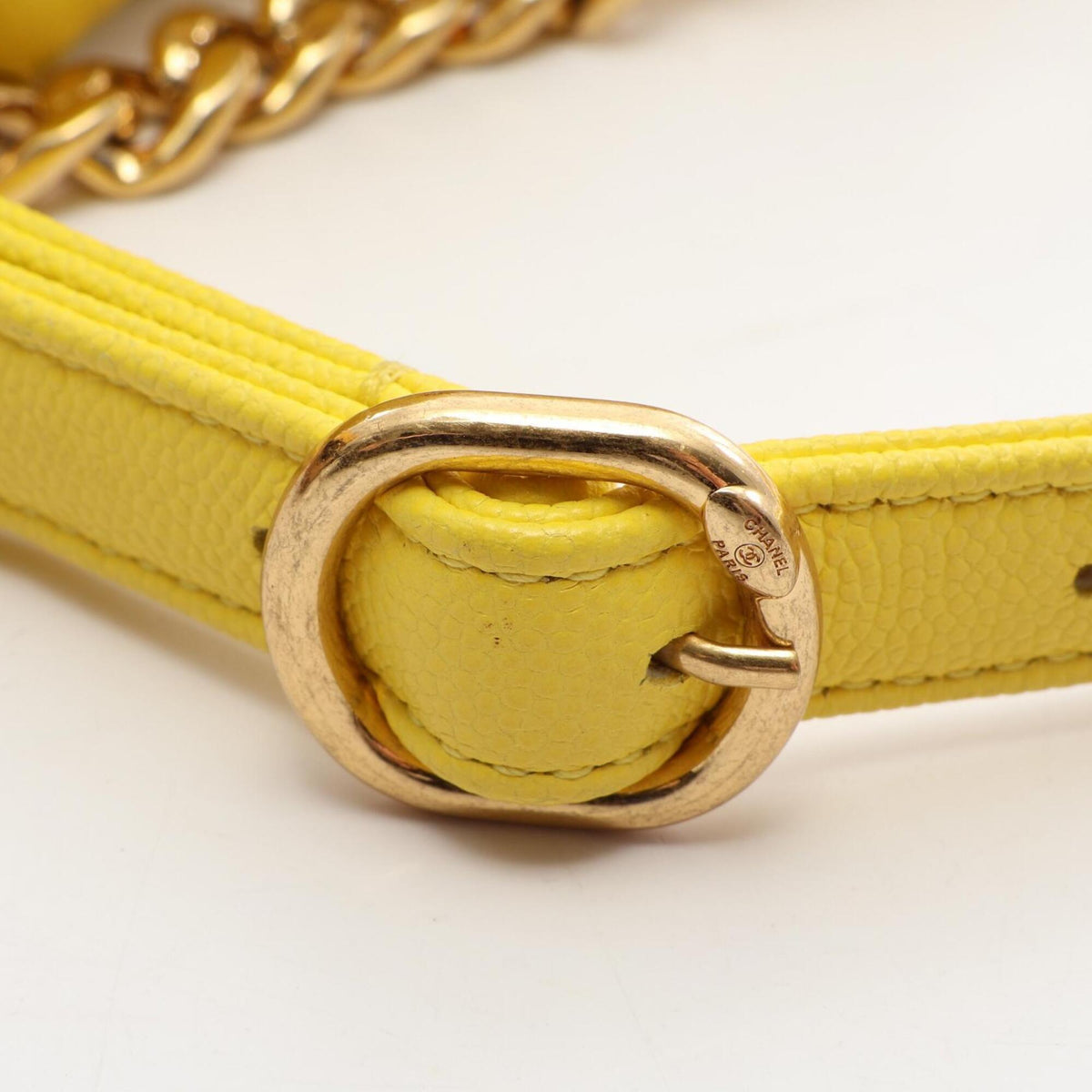 Chanel Matelasse Yellow Grained Calfskin Handbag Shoulder Bag Vanity Bag (Pre-Owned)