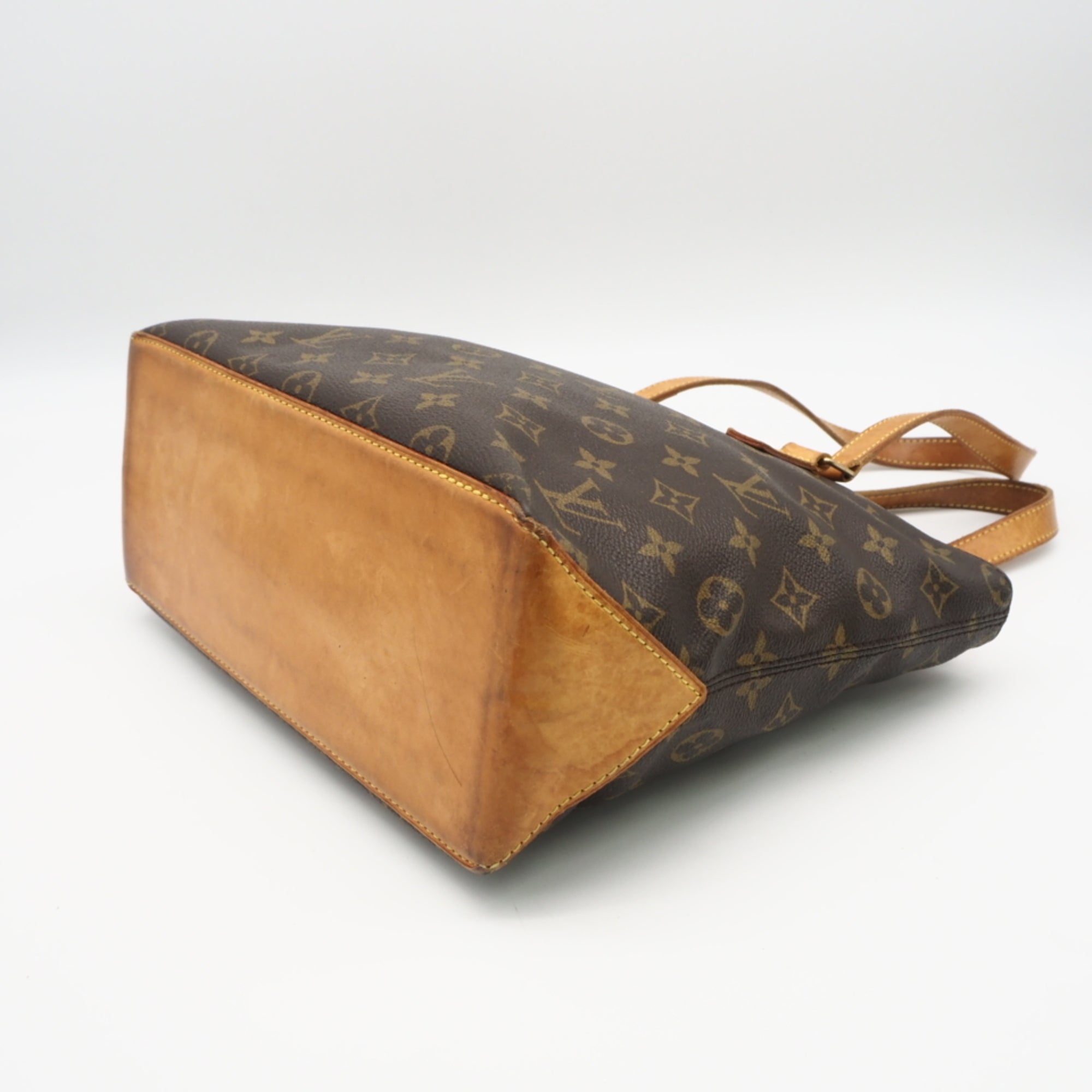 Louis Vuitton Beige Brown Coated Canvas Leather Handbag (Pre-Owned)