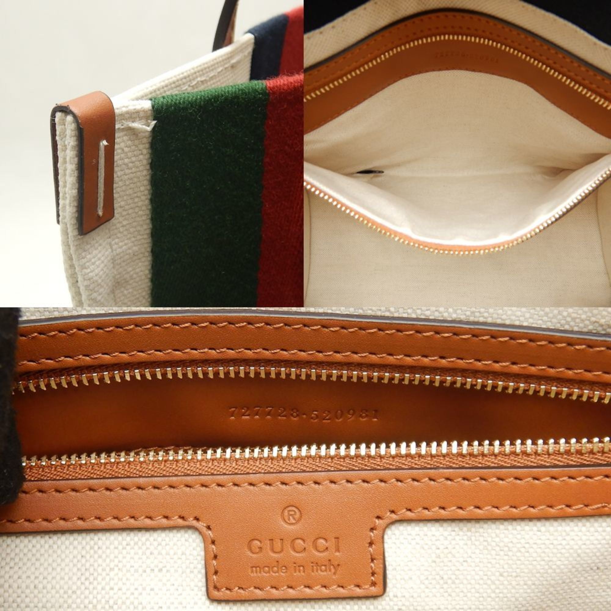 Gucci Brown Ivory Canvas Tote Bag (Pre-Owned)