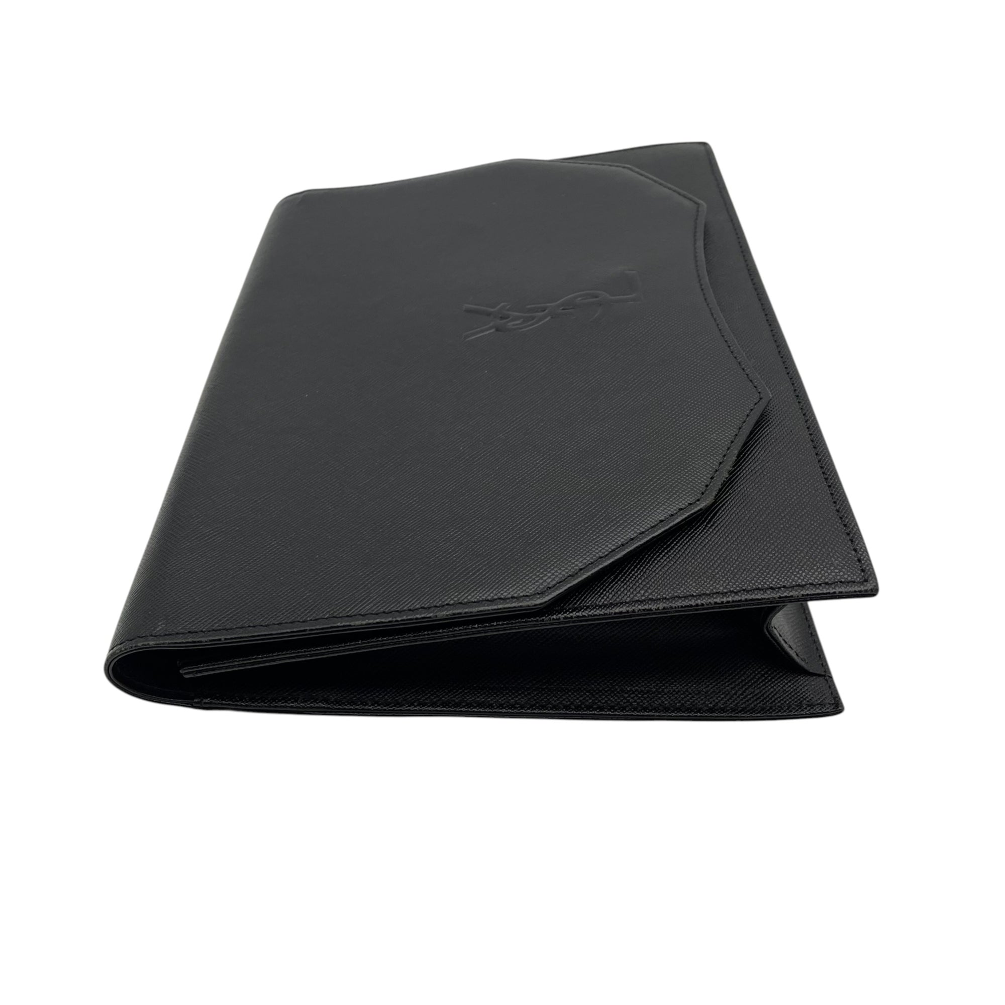 Yves Saint Laurent Black Leather Clutch Bag Handbag (Pre-Owned)