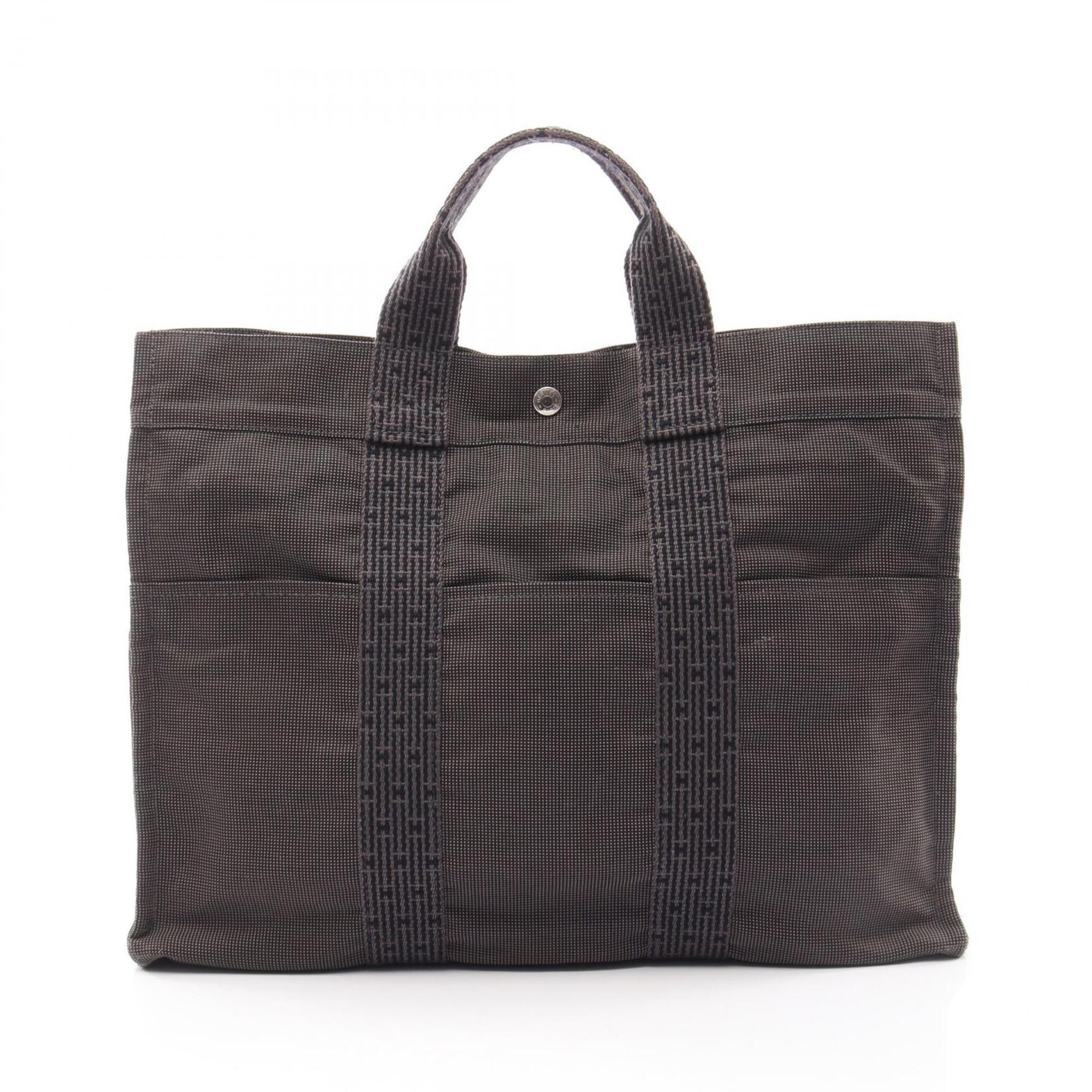 Hermes Gray Nylon Canvas Handbag Tote Bag (Pre-Owned)
