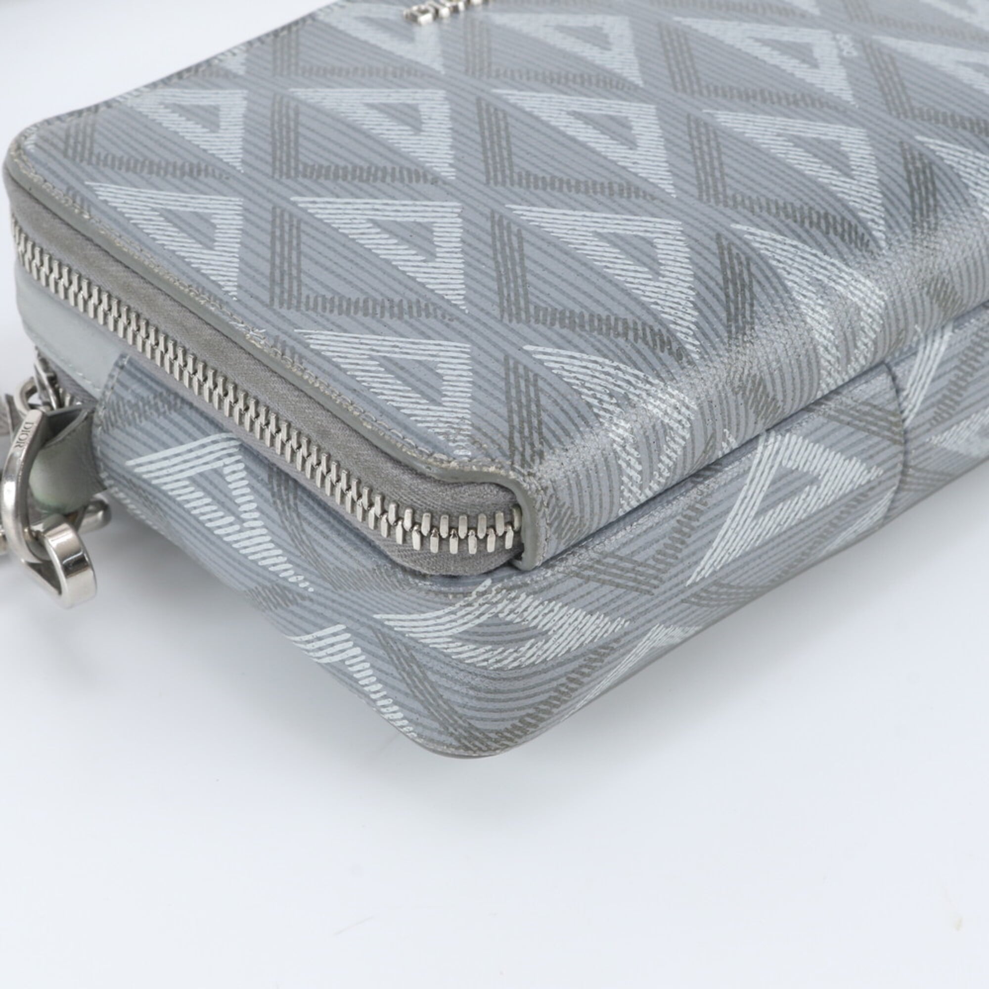 Christian Dior Gray Leather Coated Canvas Shoulder Bag (Pre-Owned)