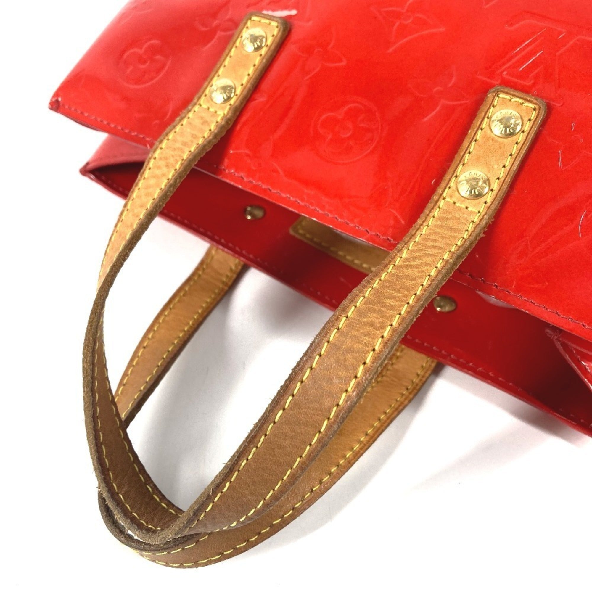 Louis Vuitton Red Color Monogram Vernis Handbag Tote Bag (Pre-Owned)