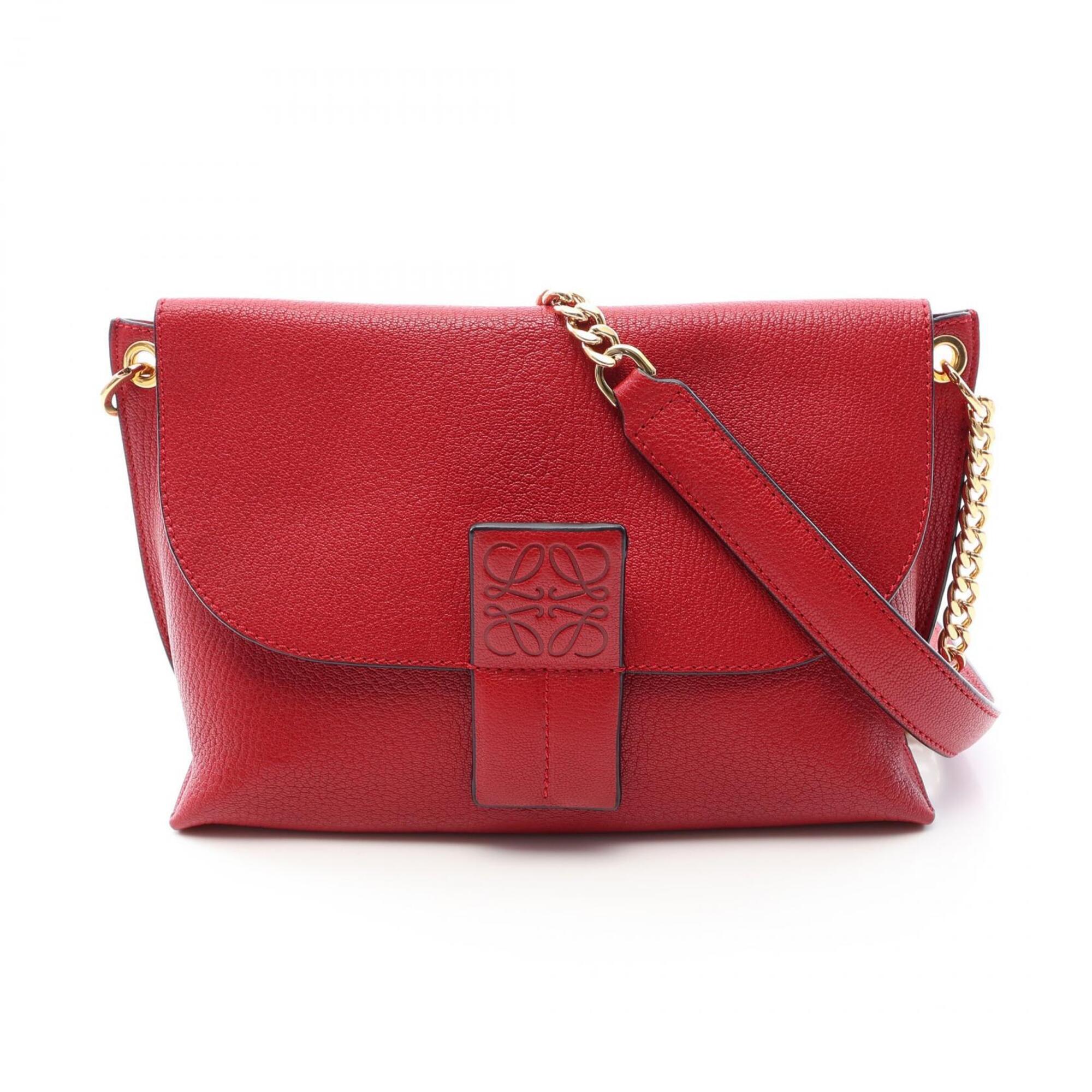 Loewe Red Color Leather Shoulder Bag (Pre-Owned)