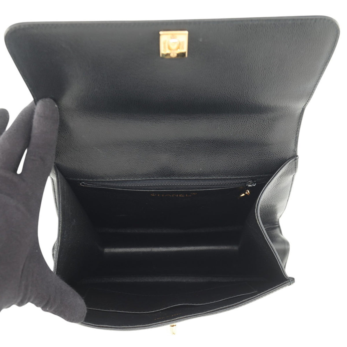Chanel Black Grained Calfskin Handbag Shoulder Bag (Pre-Owned)