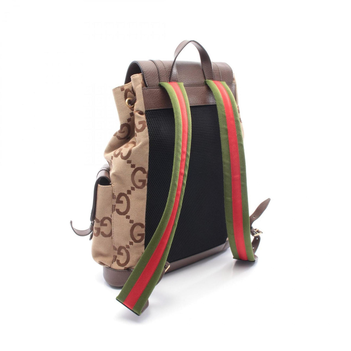 Gucci Beige Brown Canvas Leather Backpack (Pre-Owned)