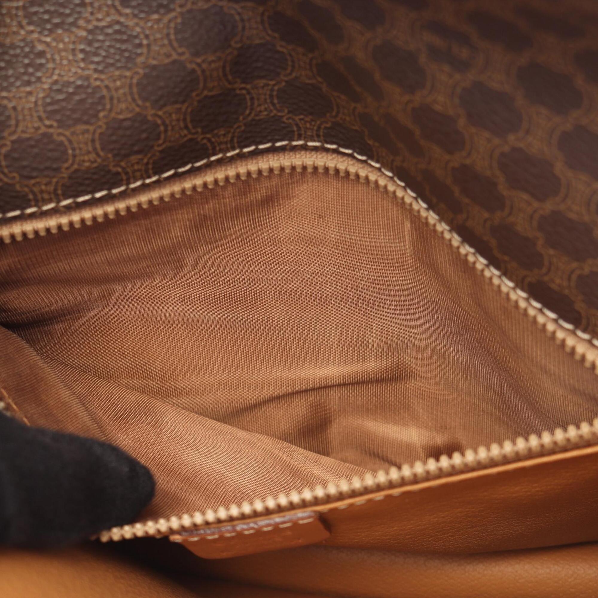 Celine Brown Coated Canvas Leather Handbag Shoulder Bag (Pre-Owned)