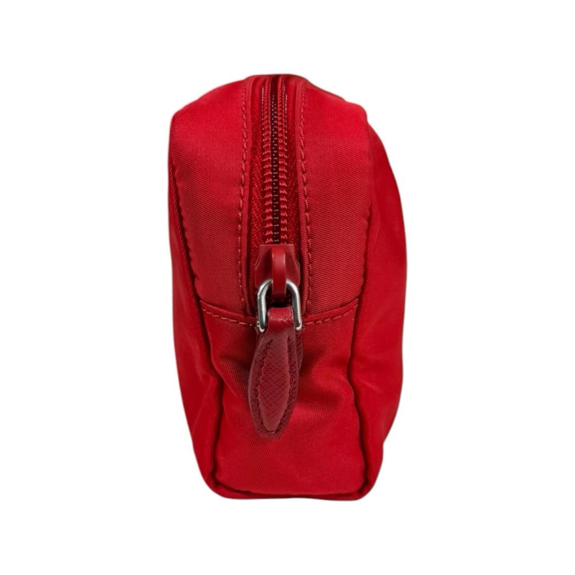 Prada Red Color Nylon Handbag (Pre-Owned)