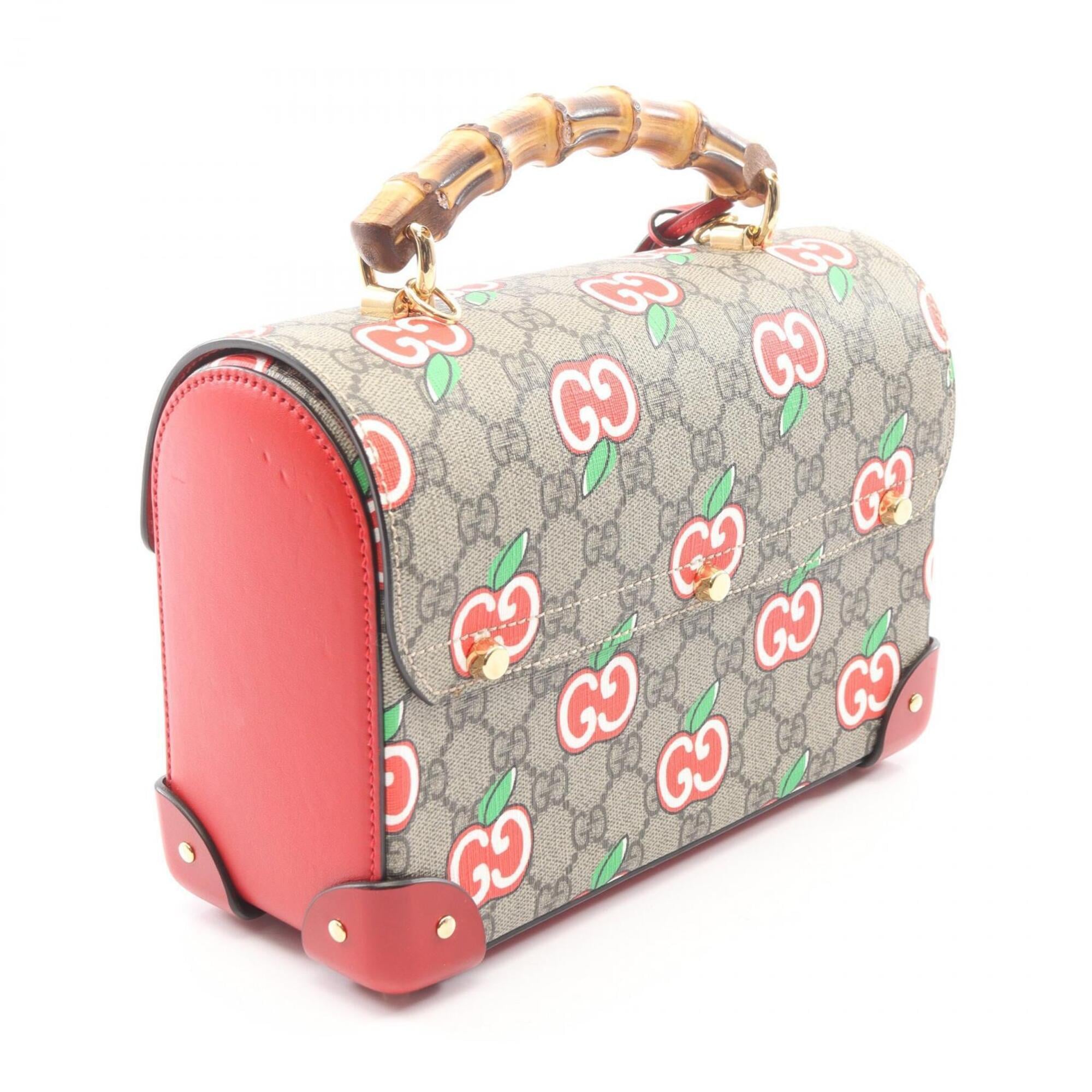 Gucci Beige Multi-Color Coated Canvas Leather Handbag (Pre-Owned)