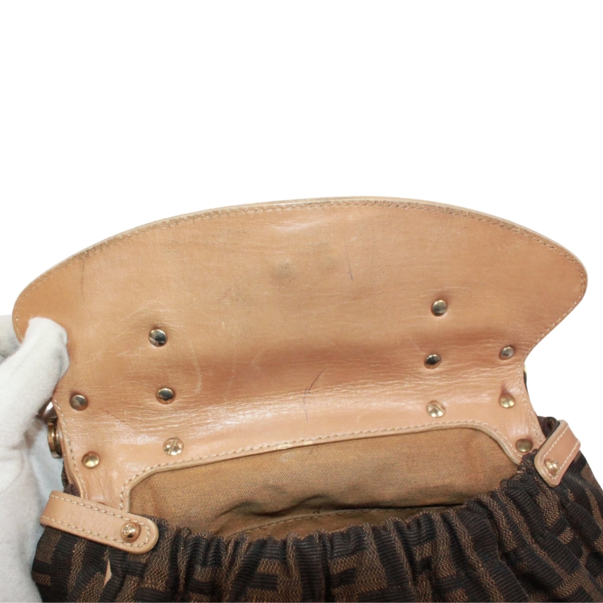 Fendi Beige Brown Canvas Leather Handbag (Pre-Owned)