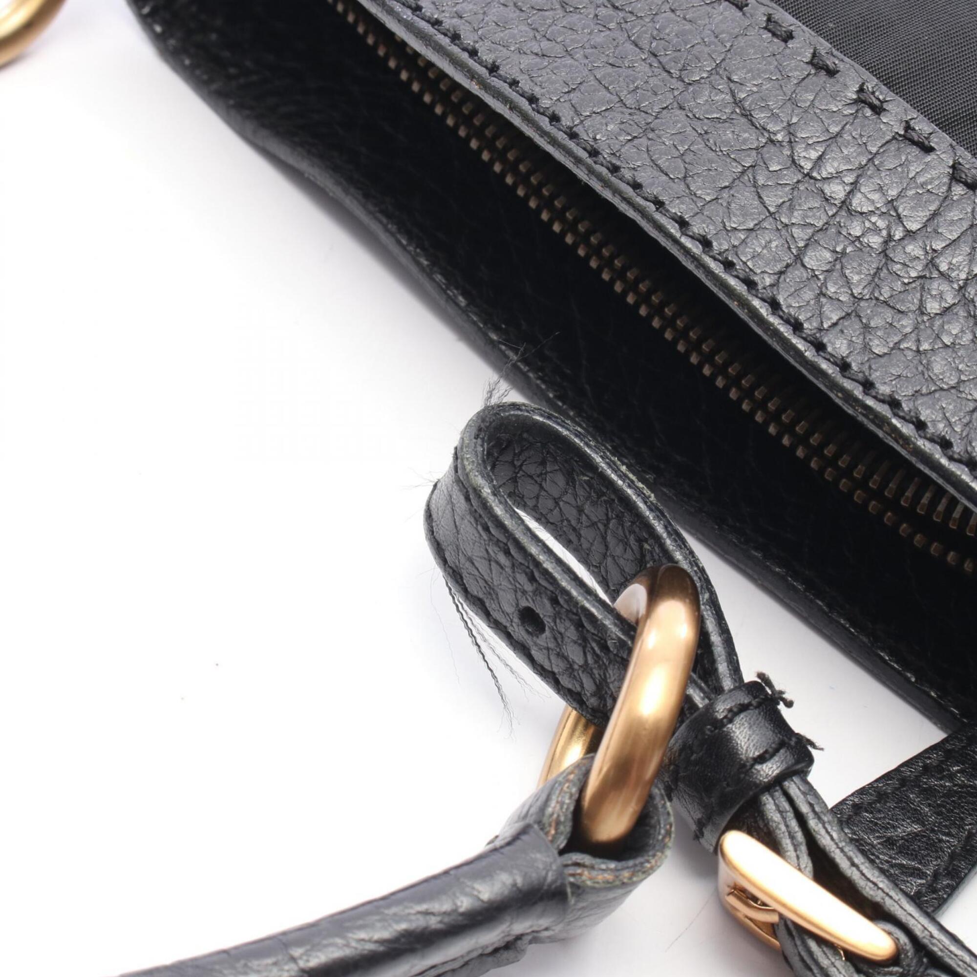 Prada Black Nylon Leather Handbag (Pre-Owned)