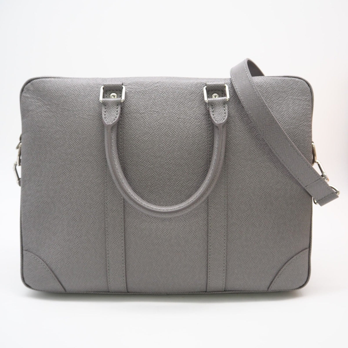 Louis Vuitton Gray Leather Briefcase Handbag (Pre-Owned)