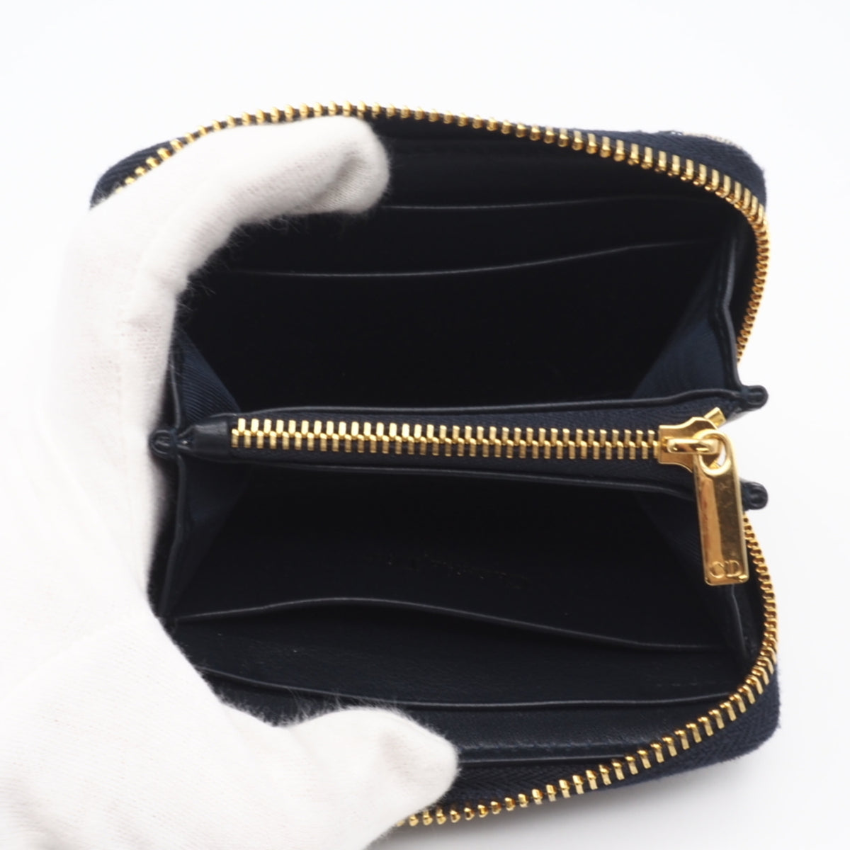 Christian Dior Cotton Leather Coin Purse/Coin Case (Pre-Owned)