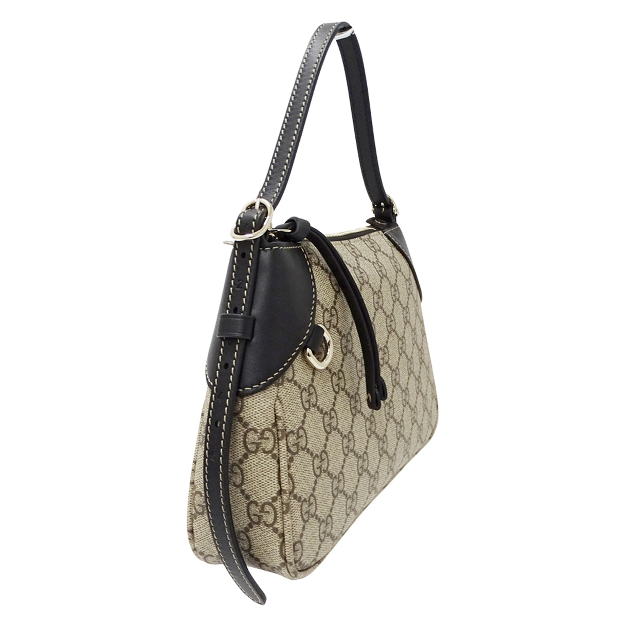 Gucci Beige Black Coated Canvas Handbag Pouch Shoulder Bag (Pre-Owned)