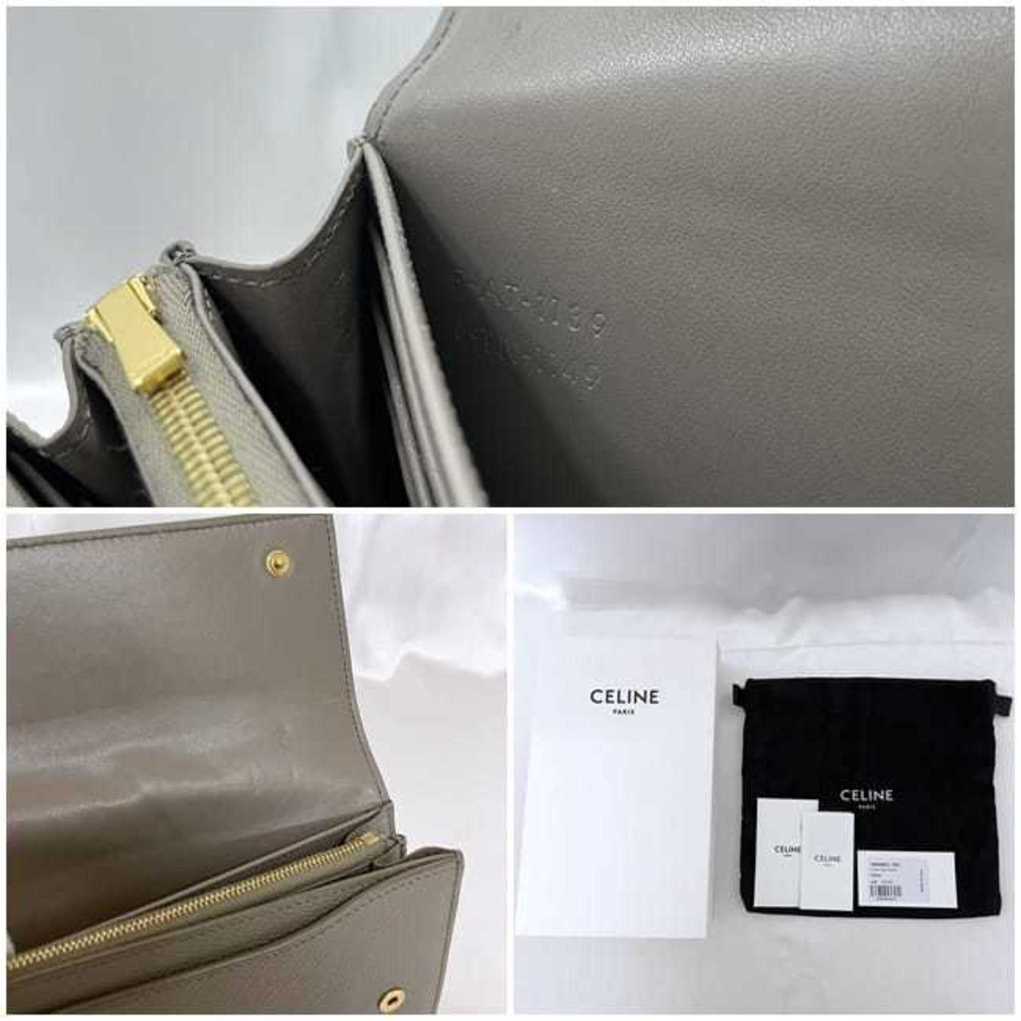 Celine Grayish Leather Long Wallet (Bi-Fold) (Pre-Owned)