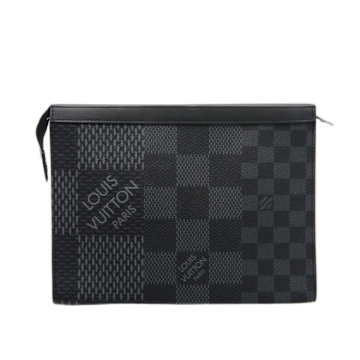 Louis Vuitton Black Gray Leather Pochette Shoulder Bag (Pre-Owned)