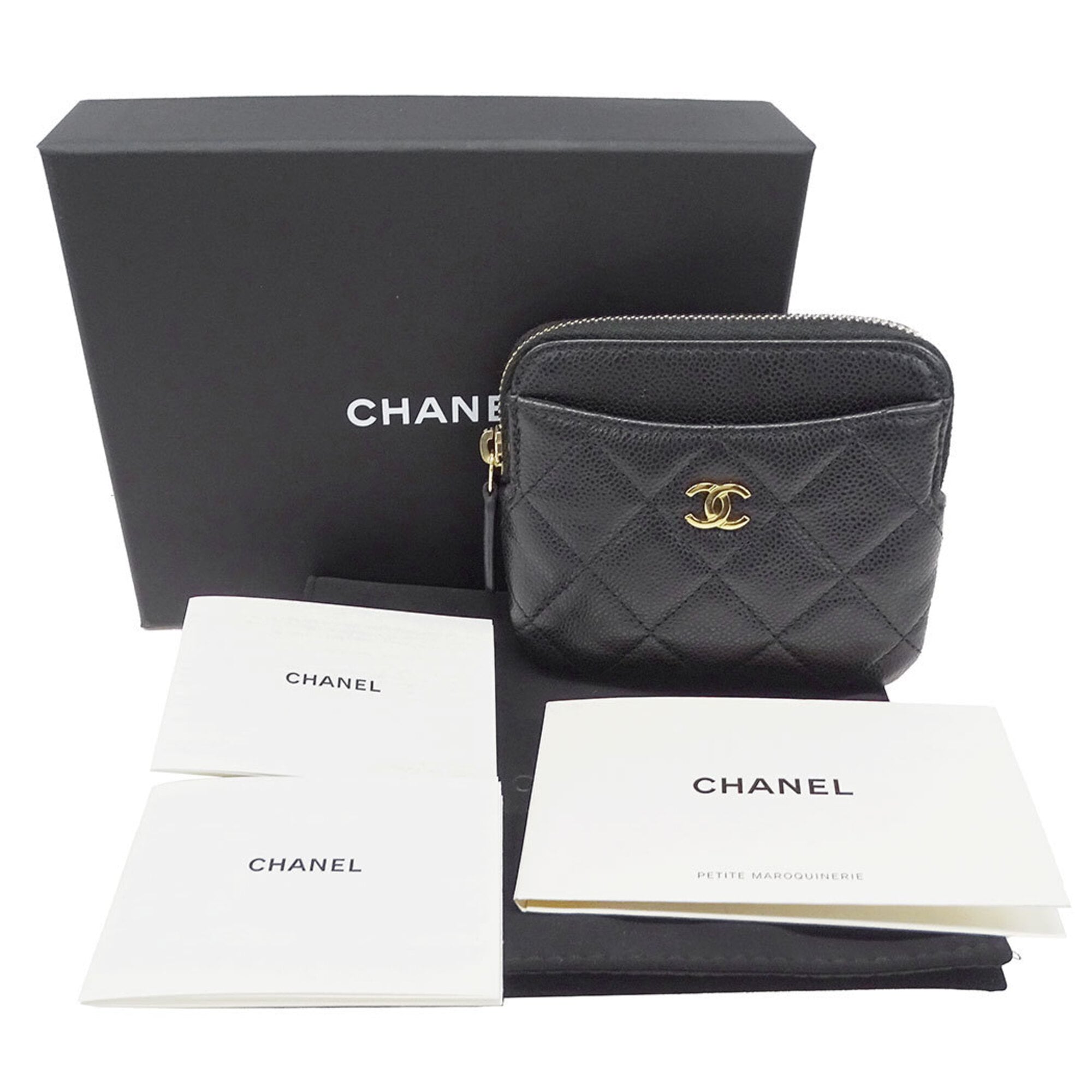 Chanel Black Grained Calfskin Coin Purse/Coin Case (Pre-Owned)
