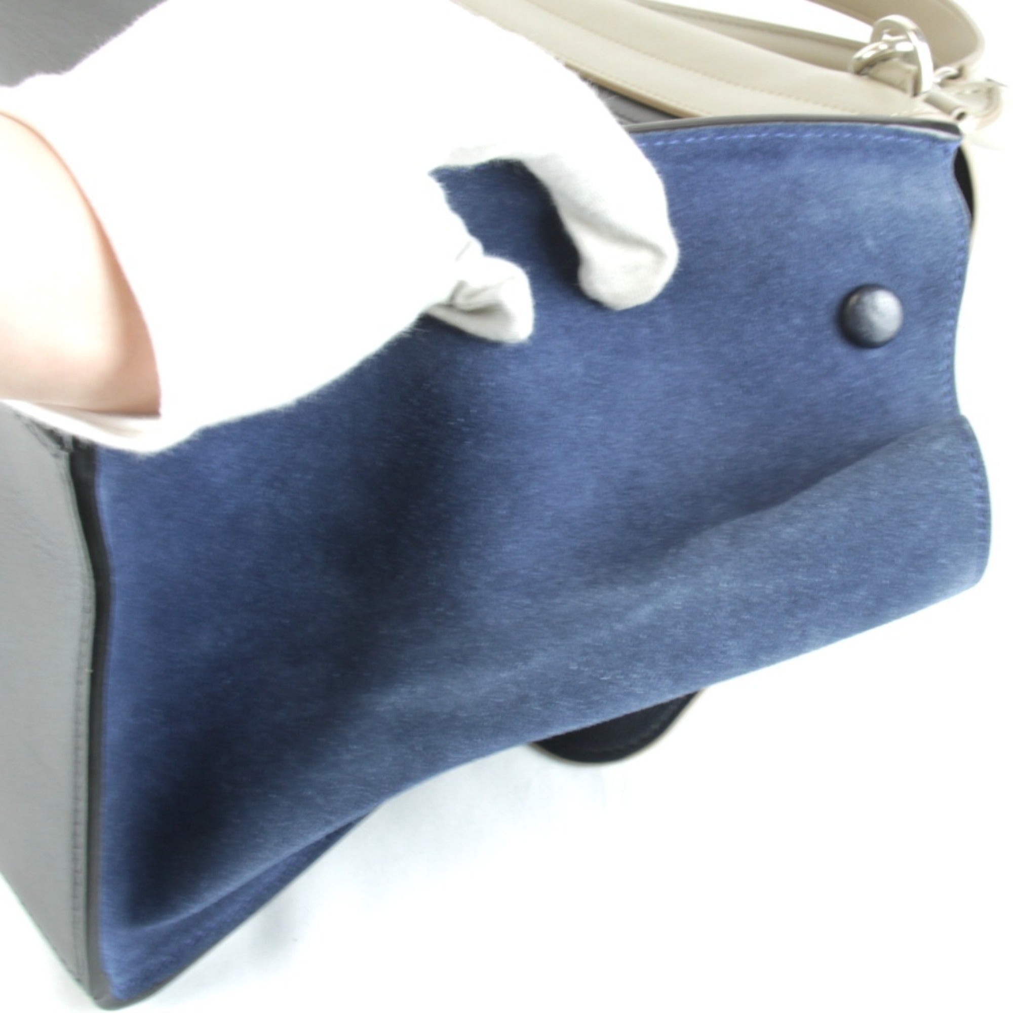 Celine Trapeze Gray Leather Suede Shoulder Bag (Pre-Owned)
