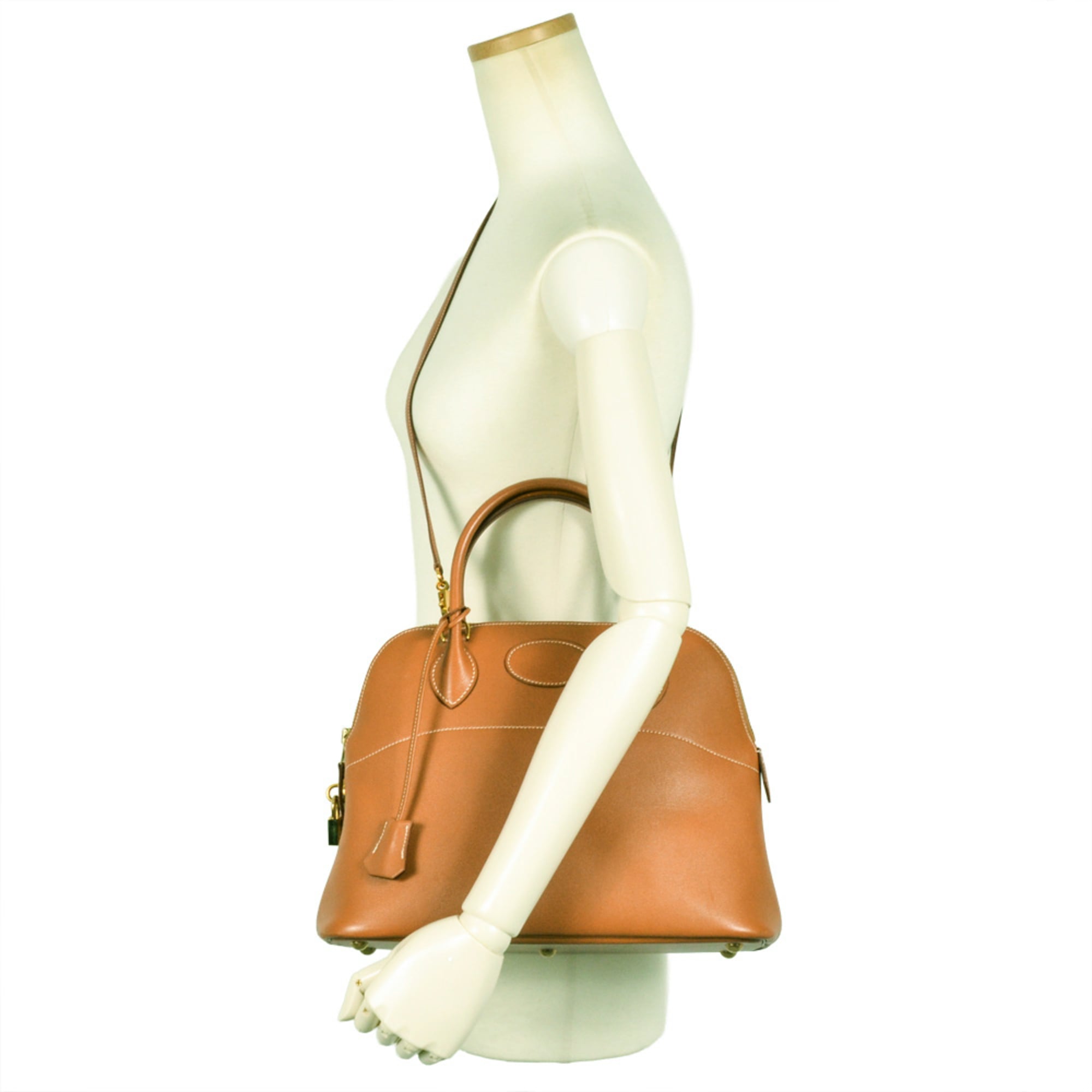 Hermes Bolide Gold Barenia Leather Handbag (Pre-Owned)