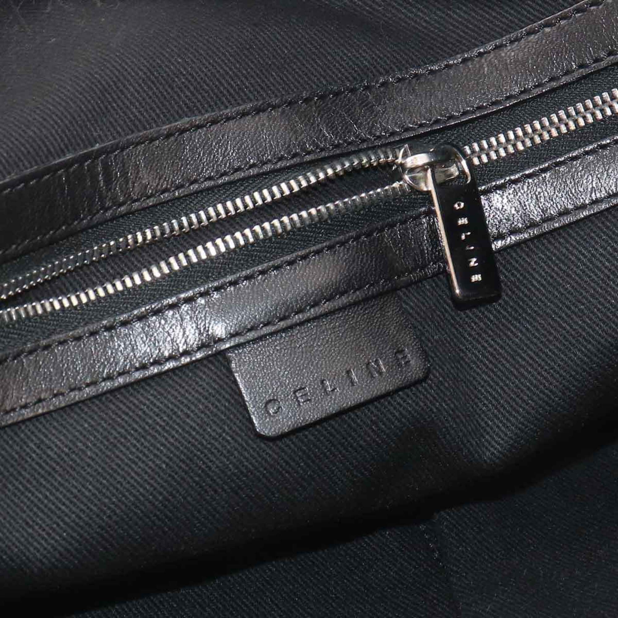 Celine Black Canvas Leather Handbag Tote Bag (Pre-Owned)