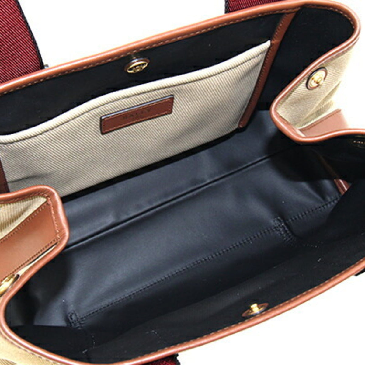 Bally Beige Brown Sand Canvas Leather Handbag (Pre-Owned)