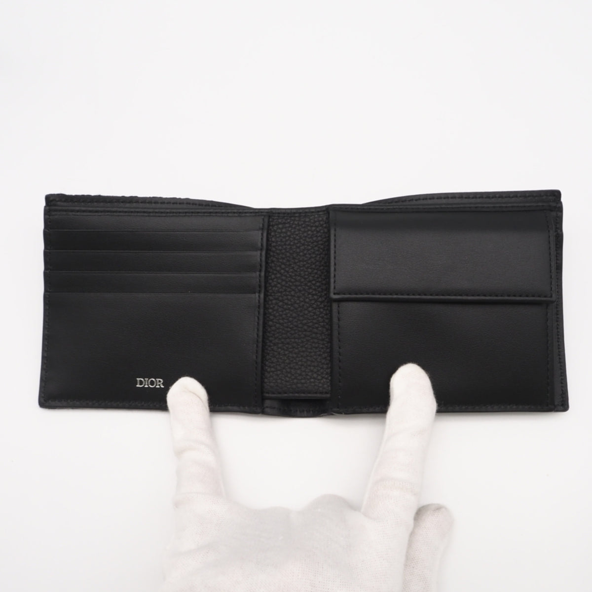 Christian Dior Navy Black Canvas Leather Wallet (Bi-Fold) (Pre-Owned)