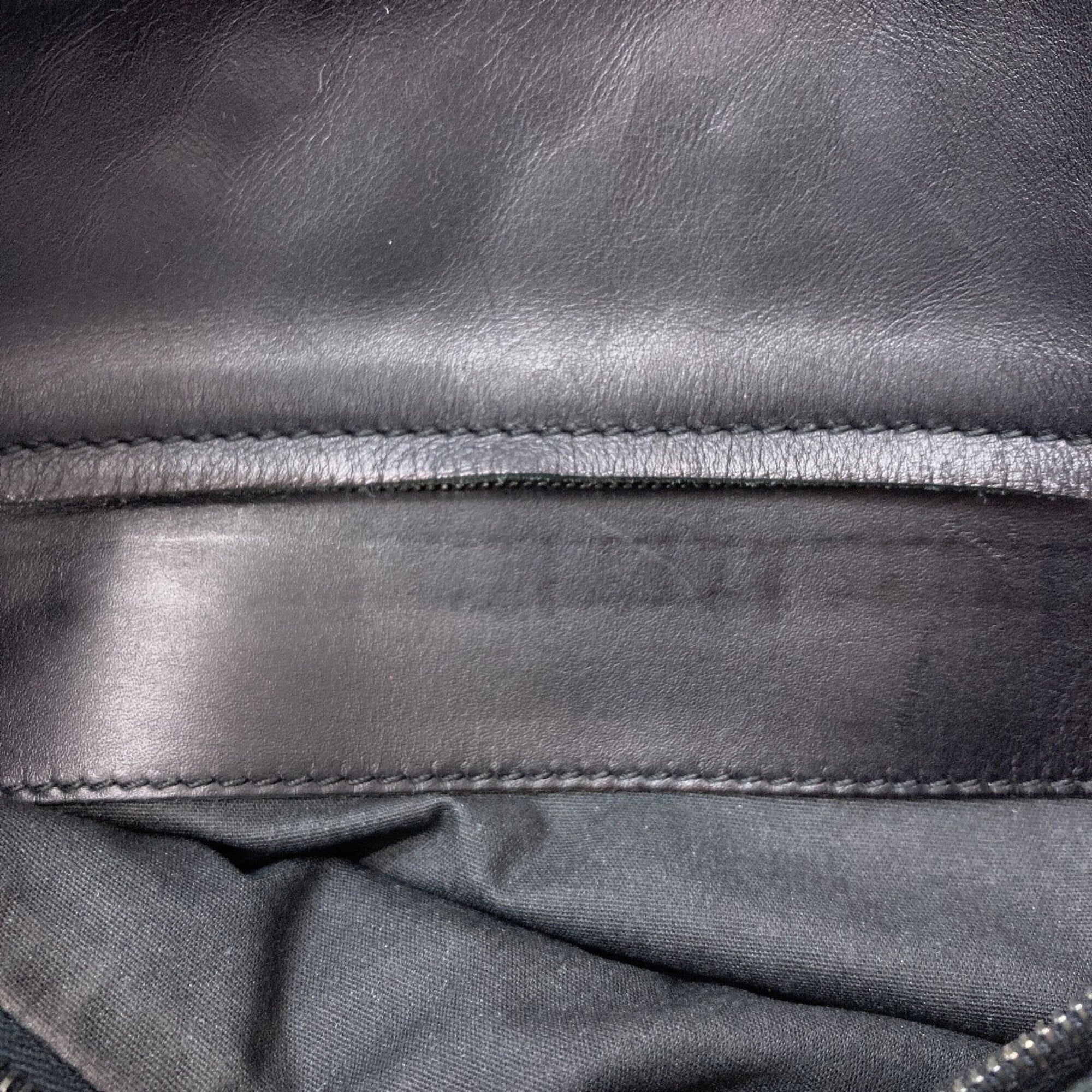 Bottega Veneta Intrecciato Black Leather Shoulder Bag (Pre-Owned)