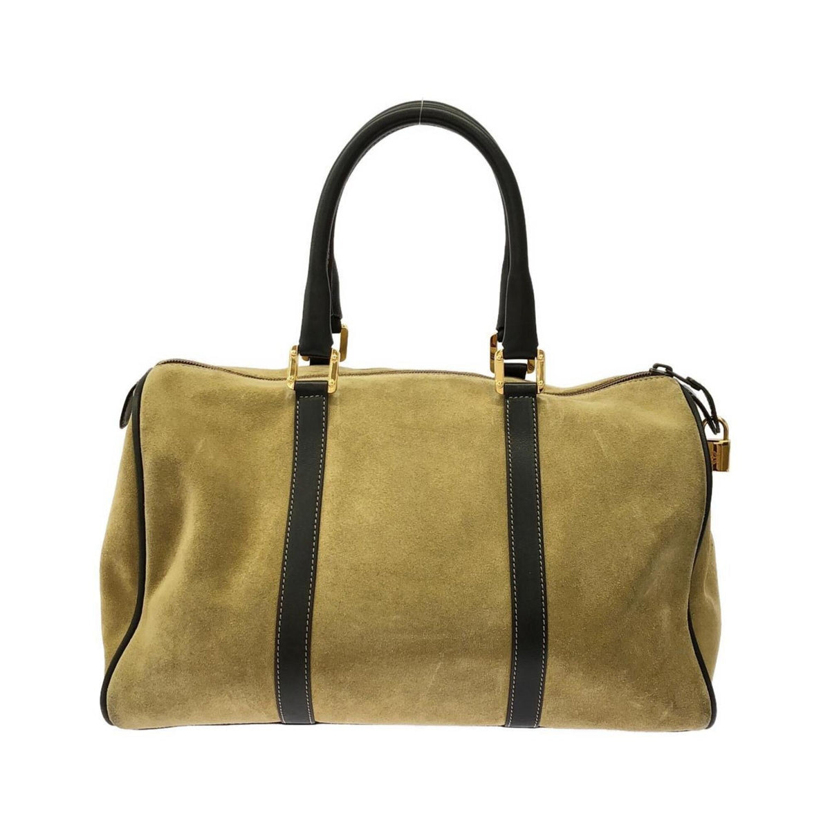 Loewe Brown Gold Suede Boston Bag (Pre-Owned)