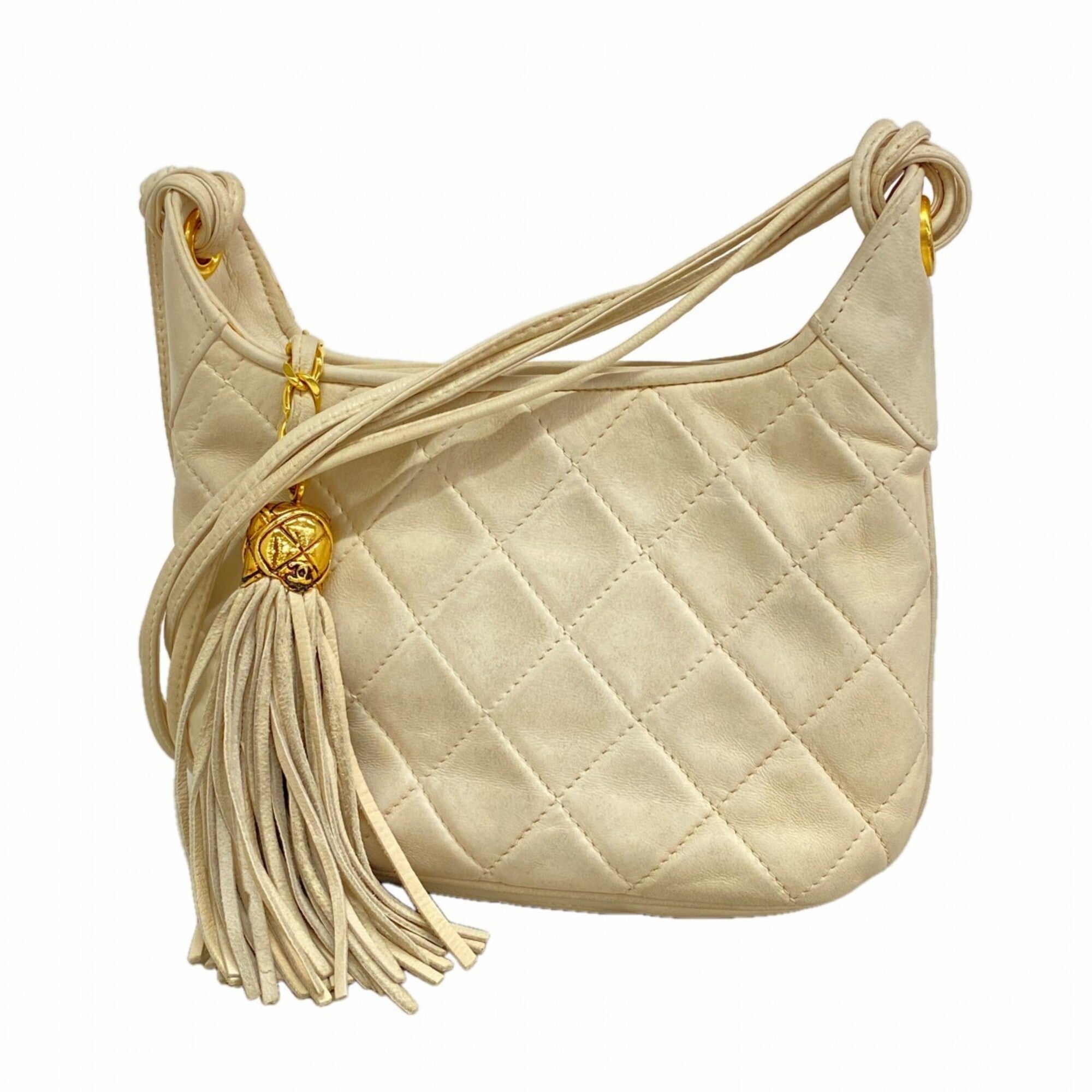 Chanel White Leather Shoulder Bag (Pre-Owned)