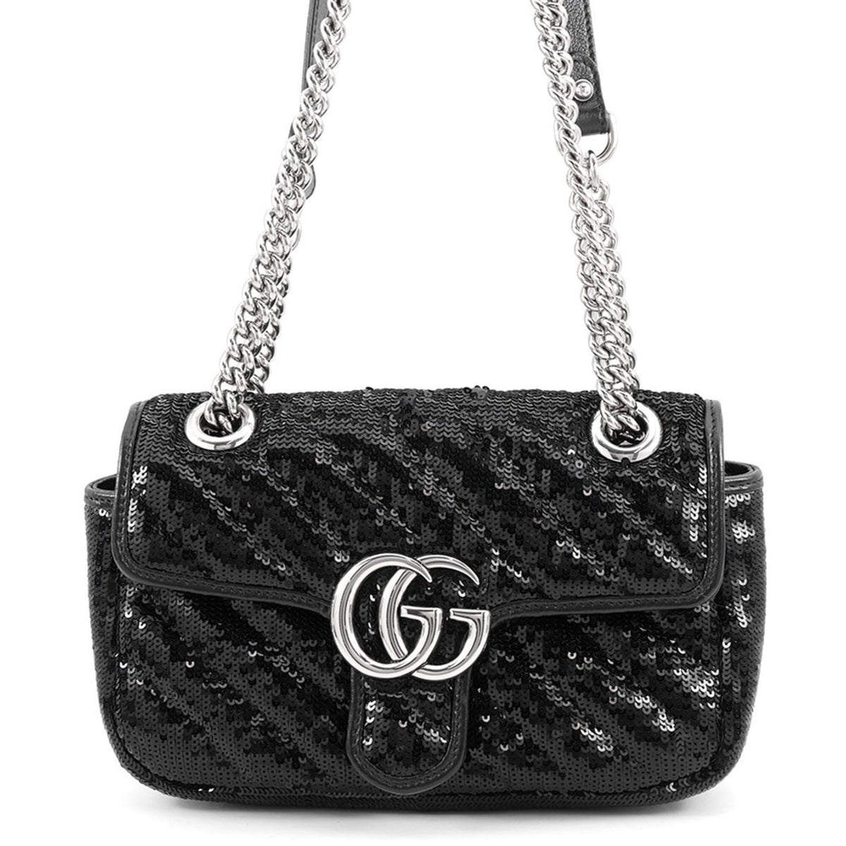 Gucci Black Spangles Leather Shoulder Bag (Pre-Owned)