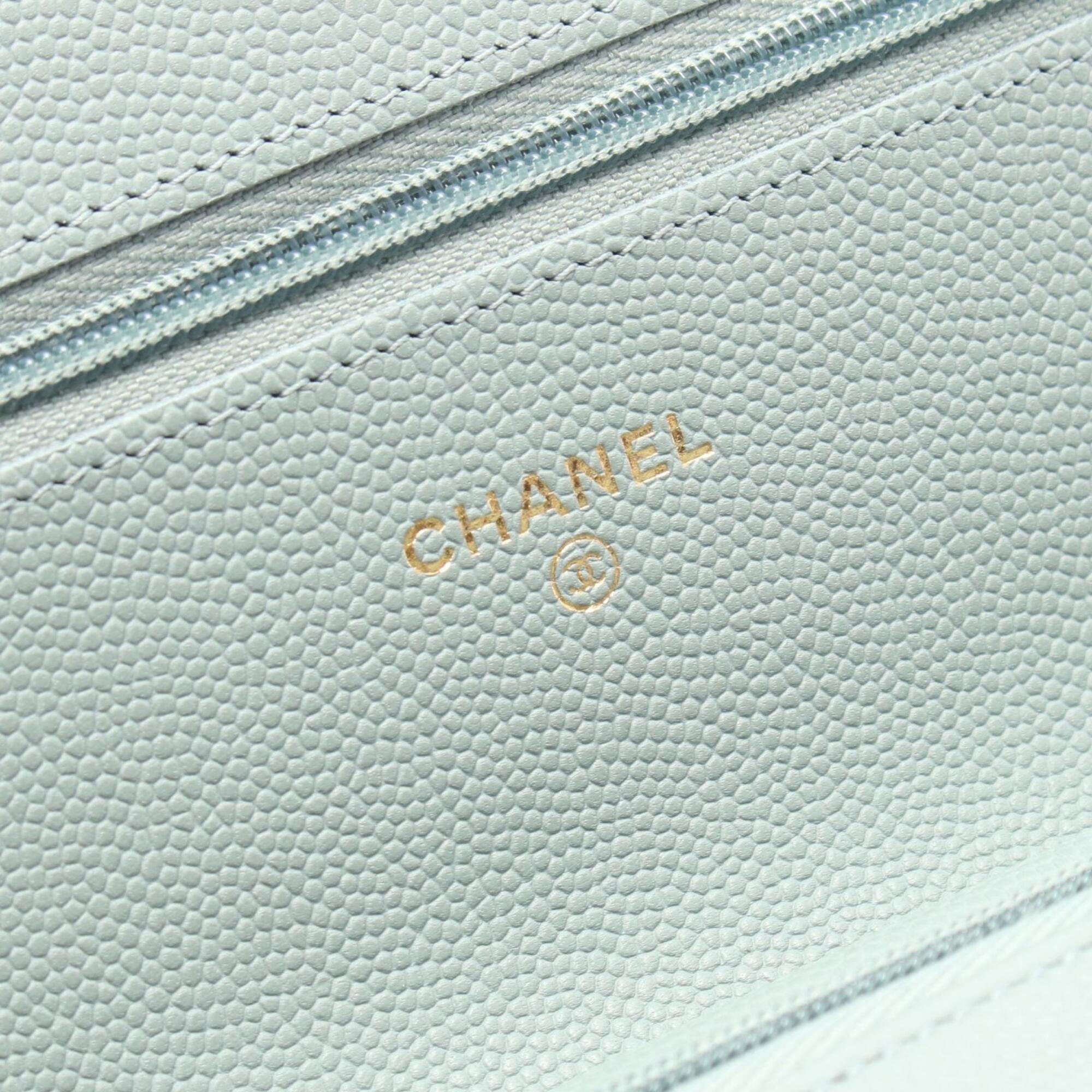 Chanel Blue Grained Calfskin Handbag Shoulder Bag (Pre-Owned)