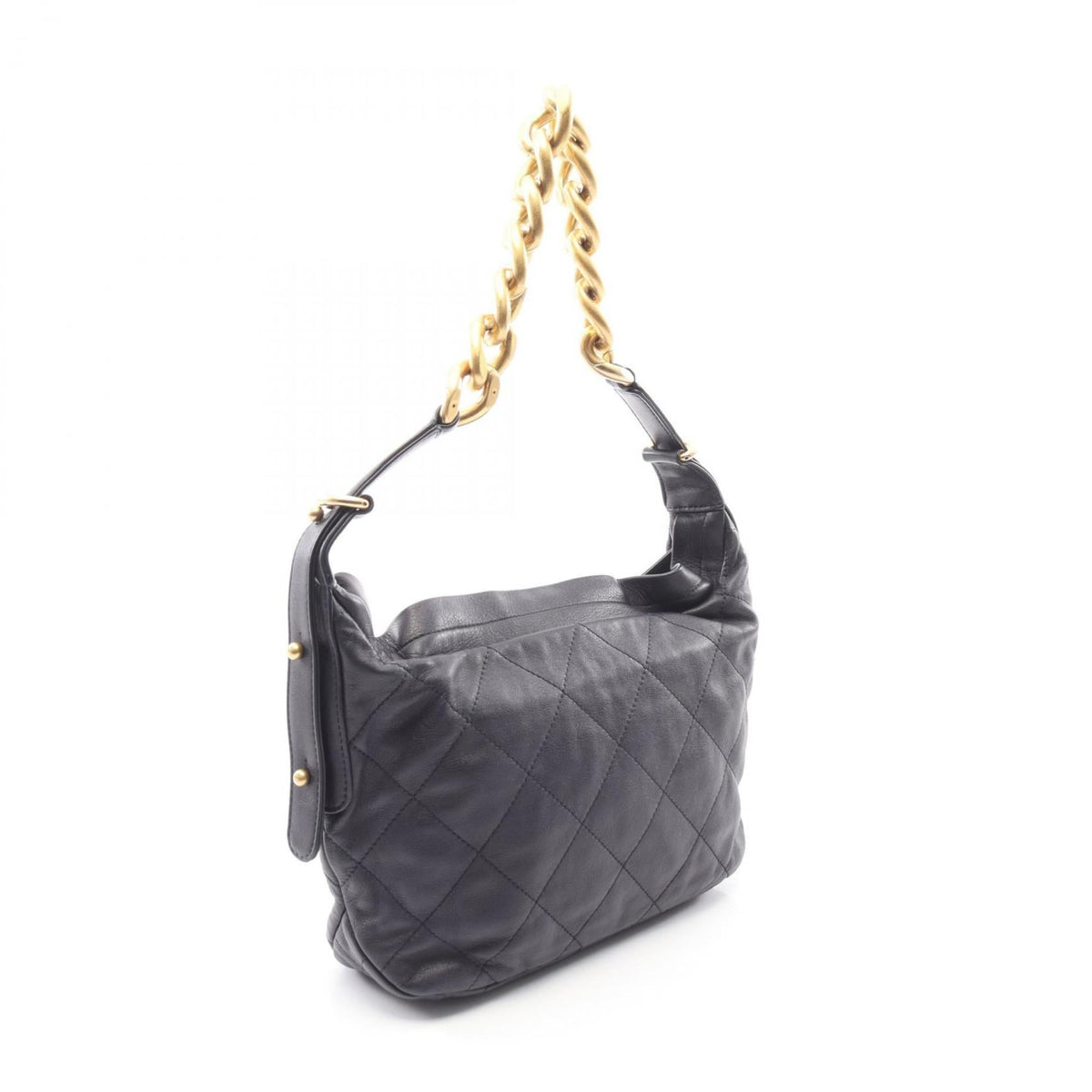 Chanel Navy Leather Handbag Shoulder Bag (Pre-Owned)