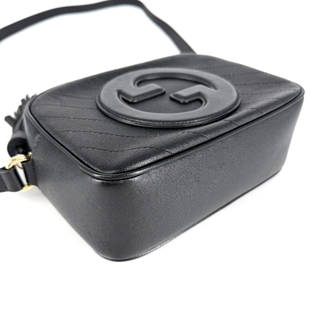 Gucci Black White Leather Shoulder Bag (Pre-Owned)
