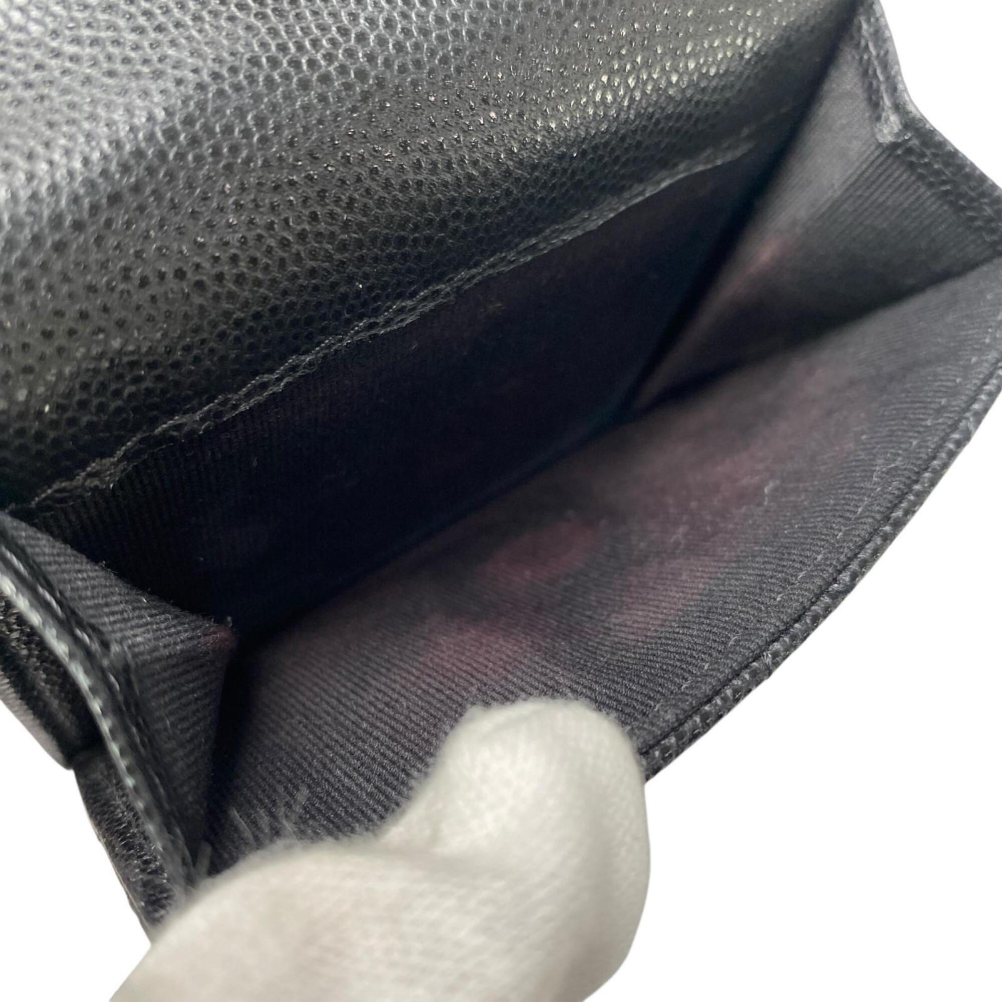 Chanel Black Leather Grained Calfskin Wallet (Tri-Fold) (Pre-Owned)