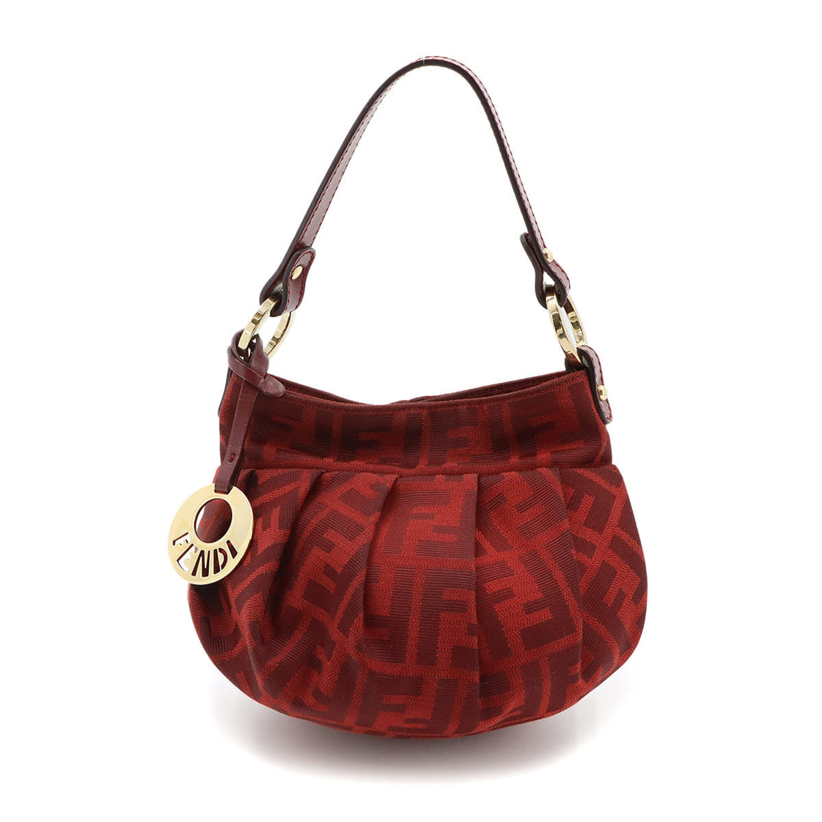 Fendi Red Color Canvas Leather Handbag (Pre-Owned)
