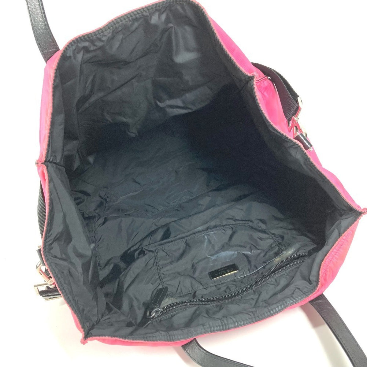 Prada Black Pink Nylon Leather Handbag Shoulder Bag Tote Bag (Pre-Owned)