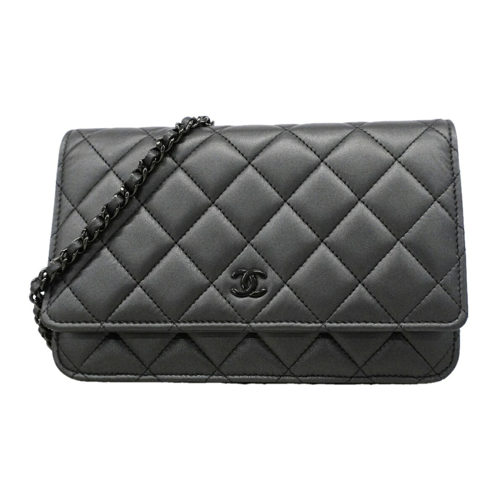 Chanel Black Leather Chain/Shoulder Wallet (Pre-Owned)