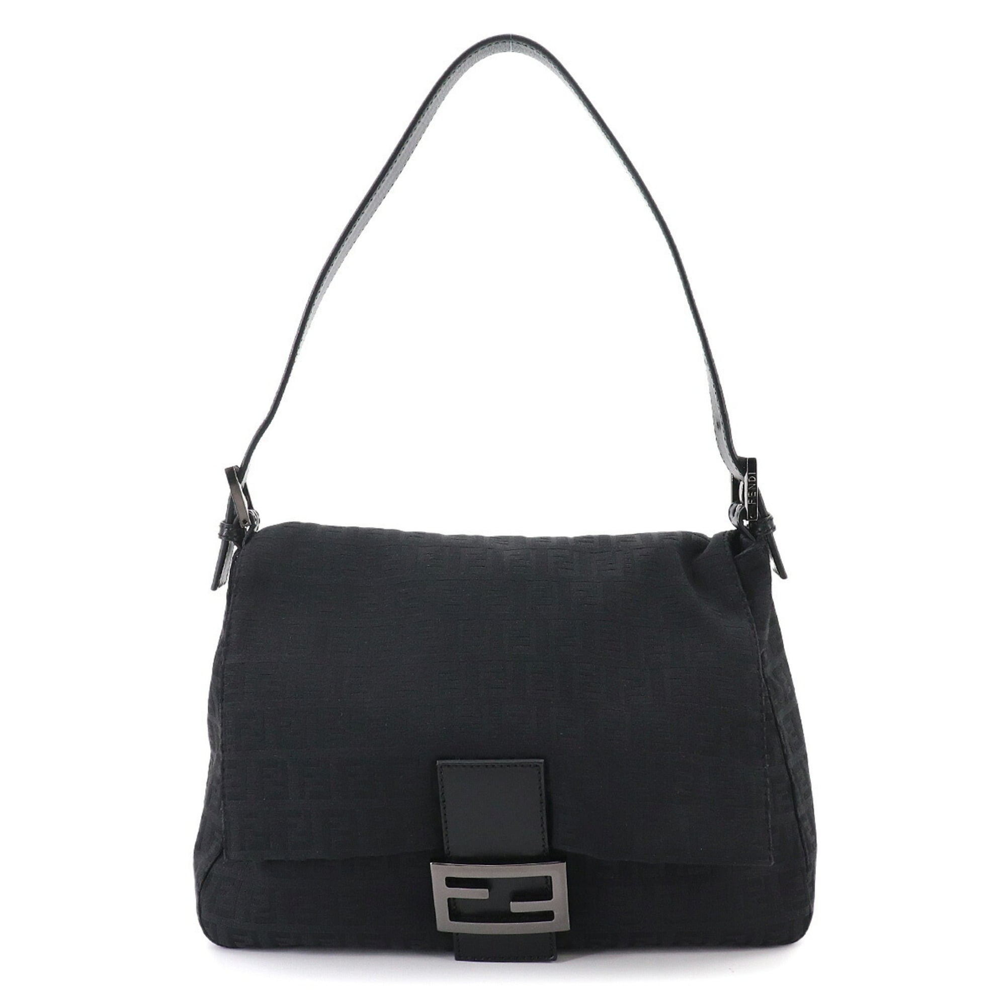 Fendi Black Canvas Leather Handbag Shoulder Bag (Pre-Owned)