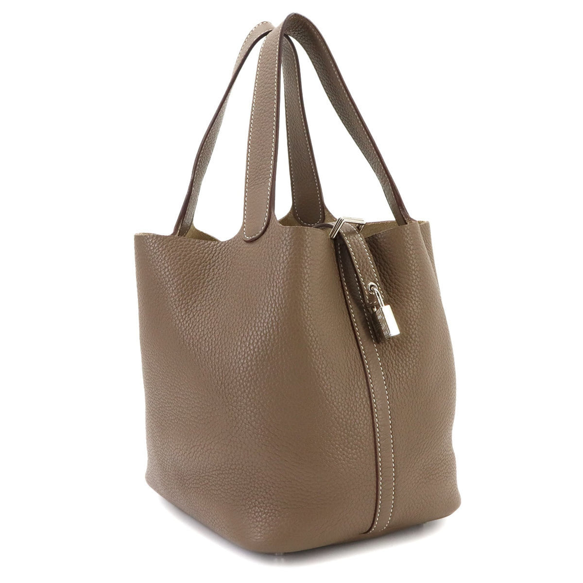 Hermes Picotin Etoupe Gray Taurillon Clemence Leather Handbag (Pre-Owned)