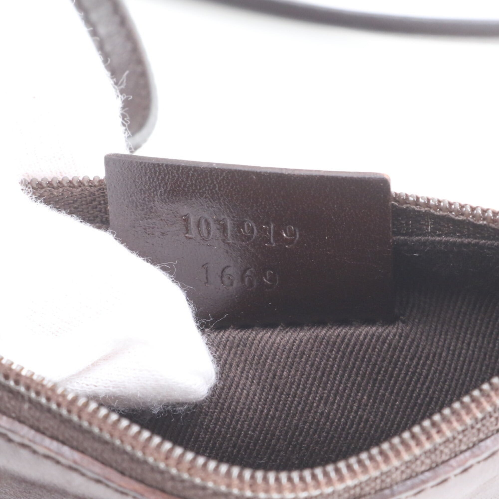 Gucci Brown Leather Canvas Handbag Pouch Tote Bag (Pre-Owned)