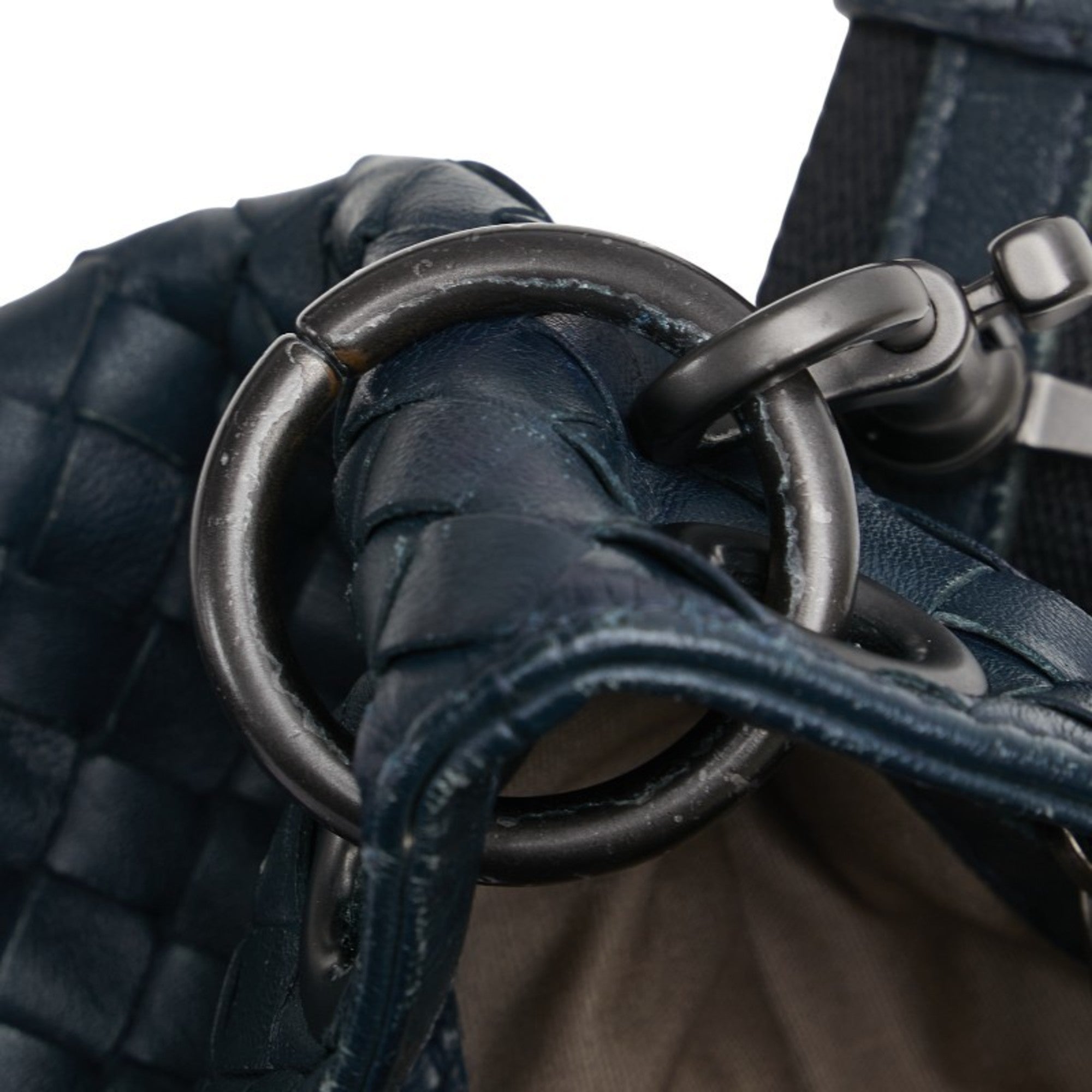 Bottega Veneta Navy Black Leather Shoulder Bag (Pre-Owned)