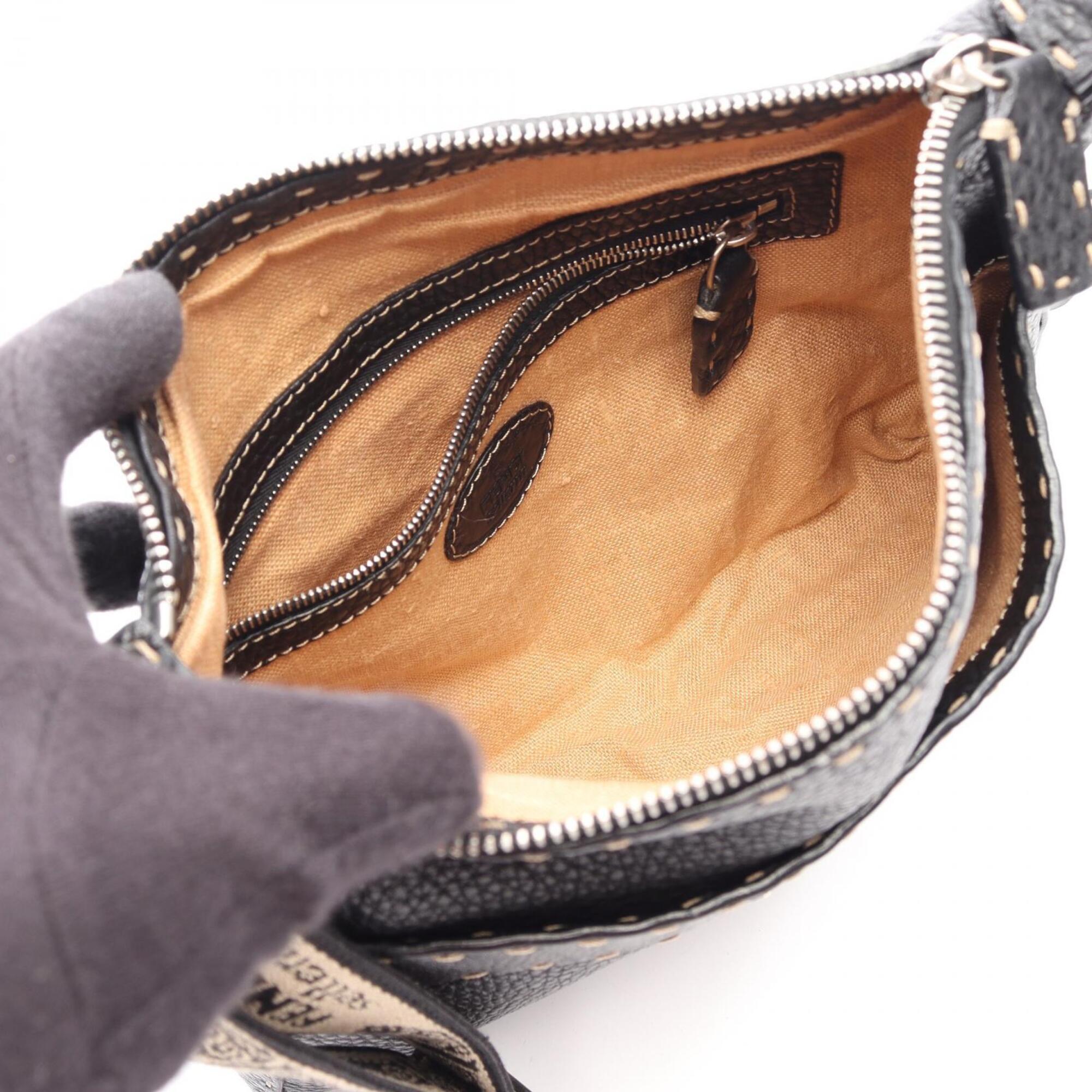 Fendi Black Leather Handbag Shoulder Bag (Pre-Owned)