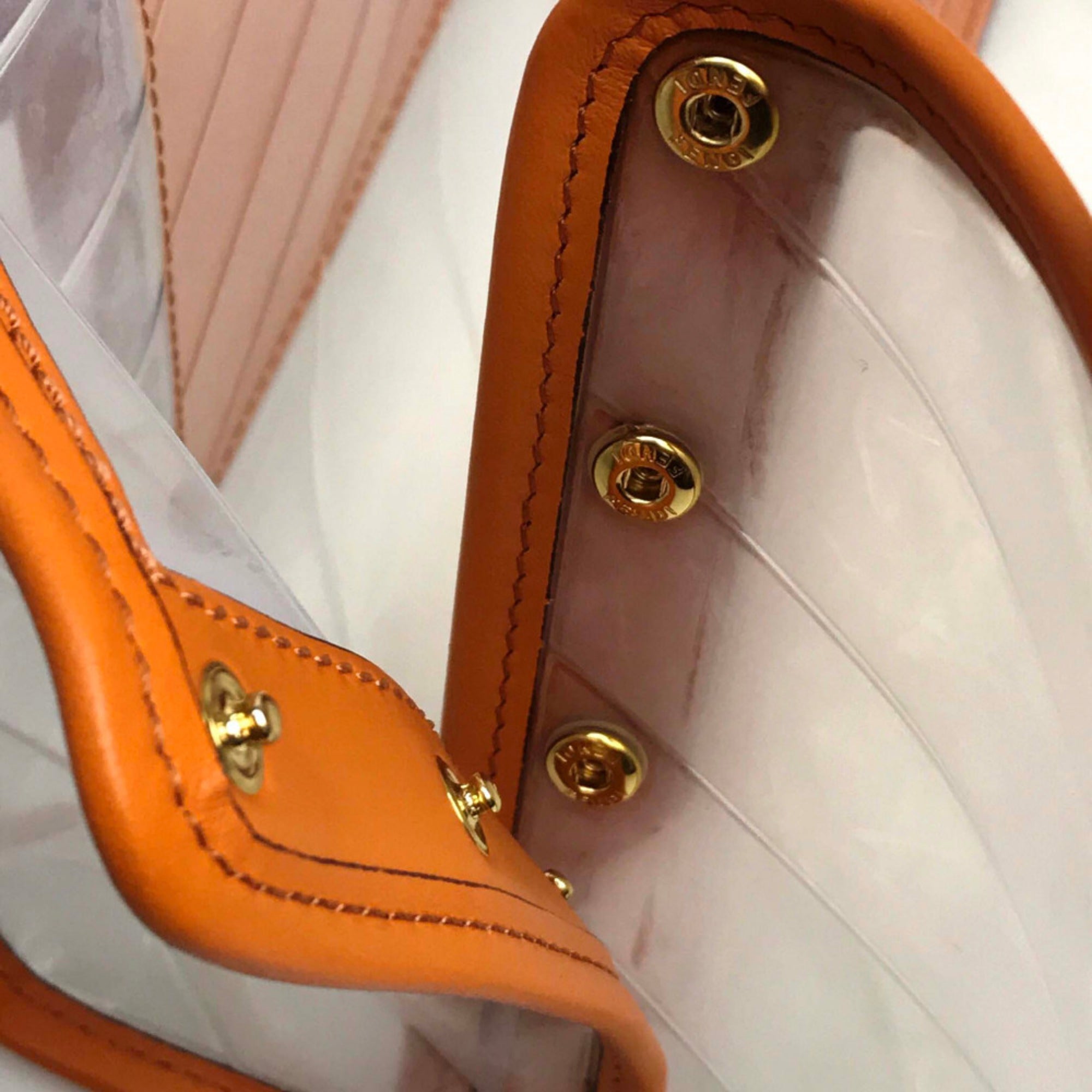 Fendi Peekaboo Clear Orange Vinyl Leather Handbag (Pre-Owned)