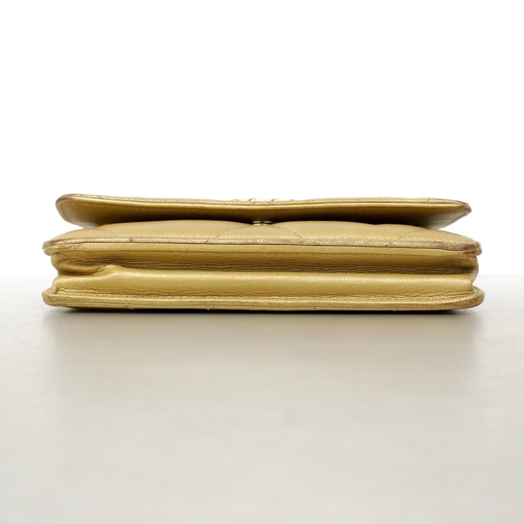 Chanel Brown Leather Chain/Shoulder Wallet (Pre-Owned)