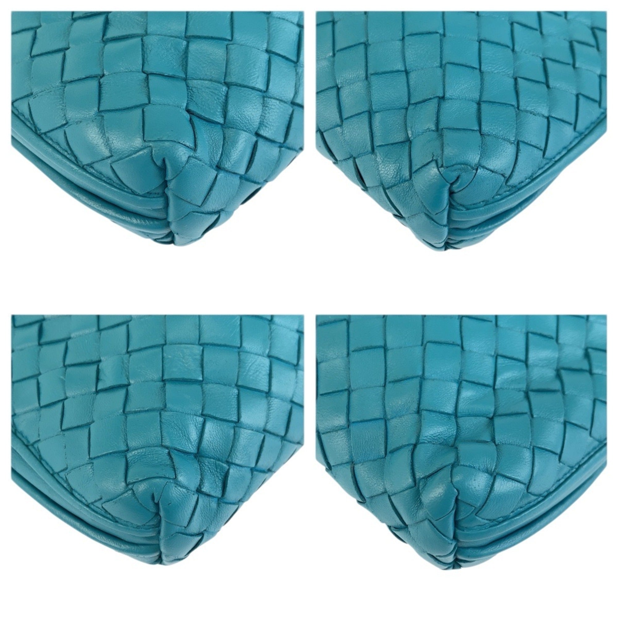 Bottega Veneta Turquoise Leather Pochette Shoulder Bag (Pre-Owned)