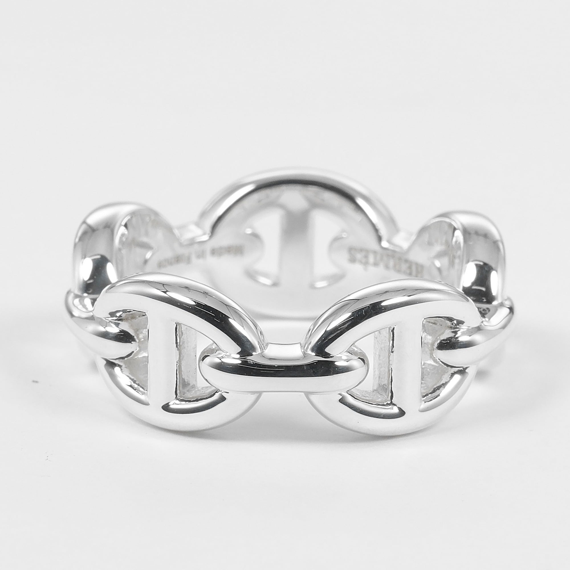 Hermes Silver 925 Band Ring (Pre-Owned)