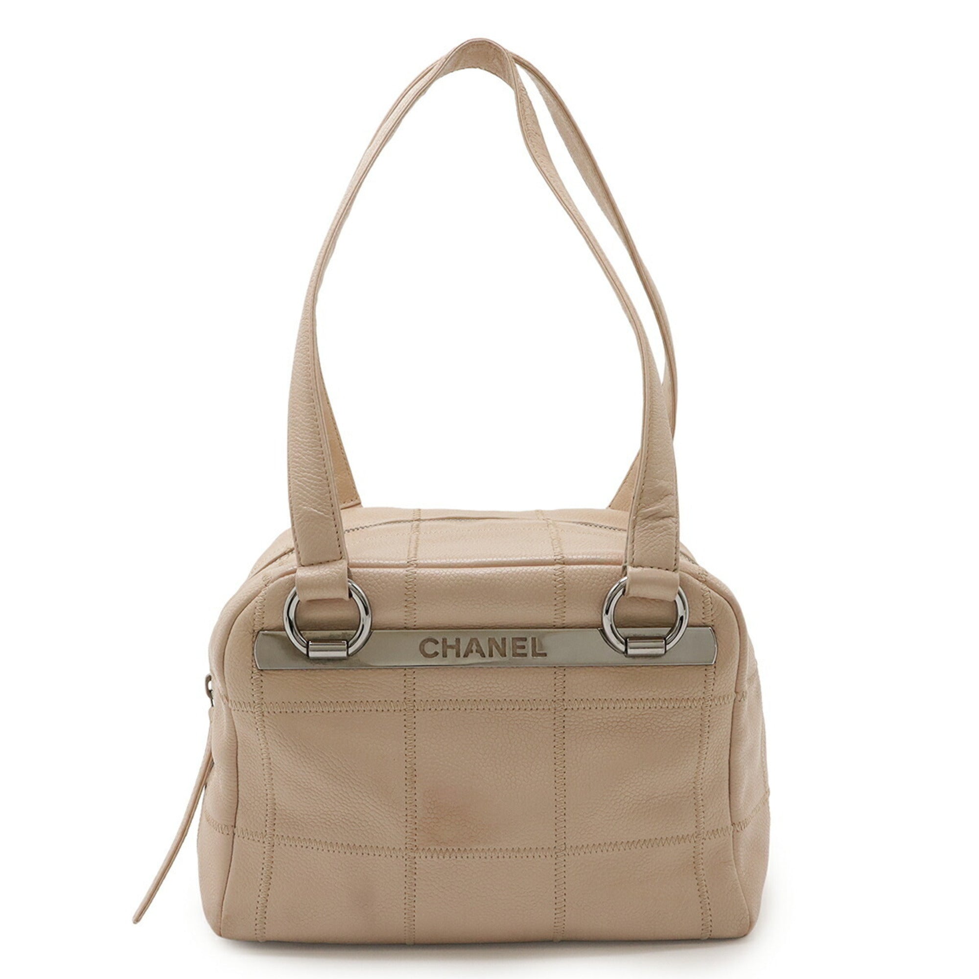 Chanel Pink Beige Grained Calfskin Shoulder Bag (Pre-Owned)