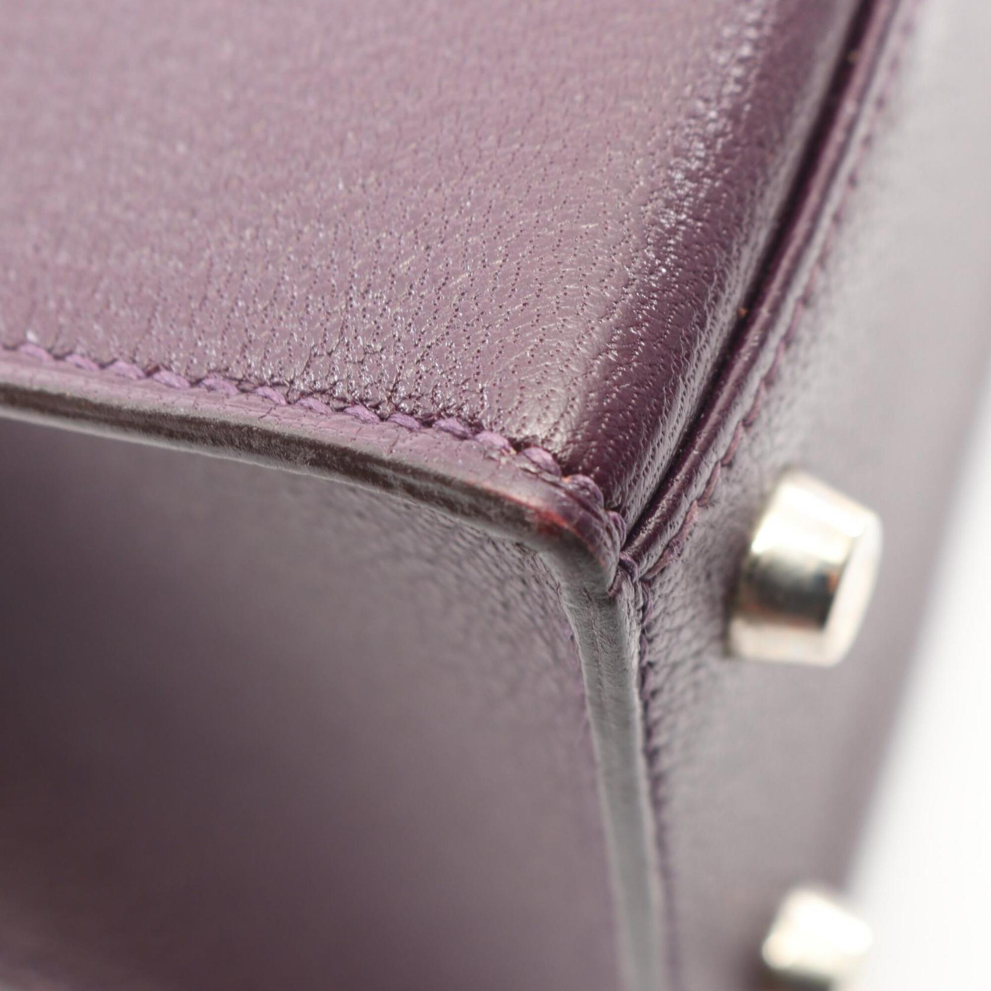 Hermes Purple Chevre Leather Handbag (Pre-Owned)