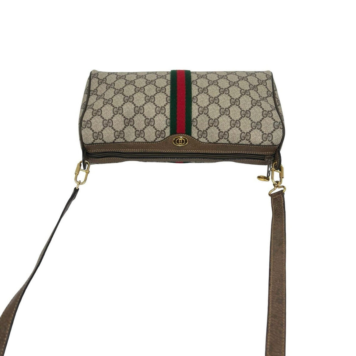 Gucci Brown Green Red Color Leather Pvc Pochette Shoulder Bag (Pre-Owned)